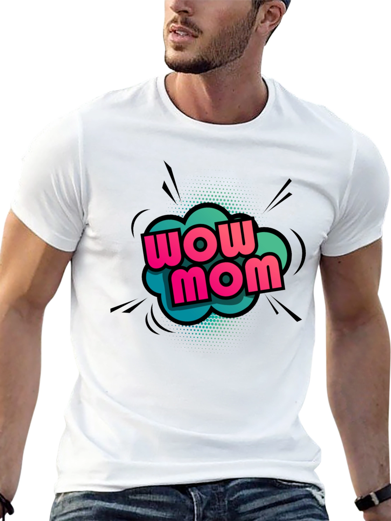 Wow Mom Graphic T-Shirt - Black Cotton Tee