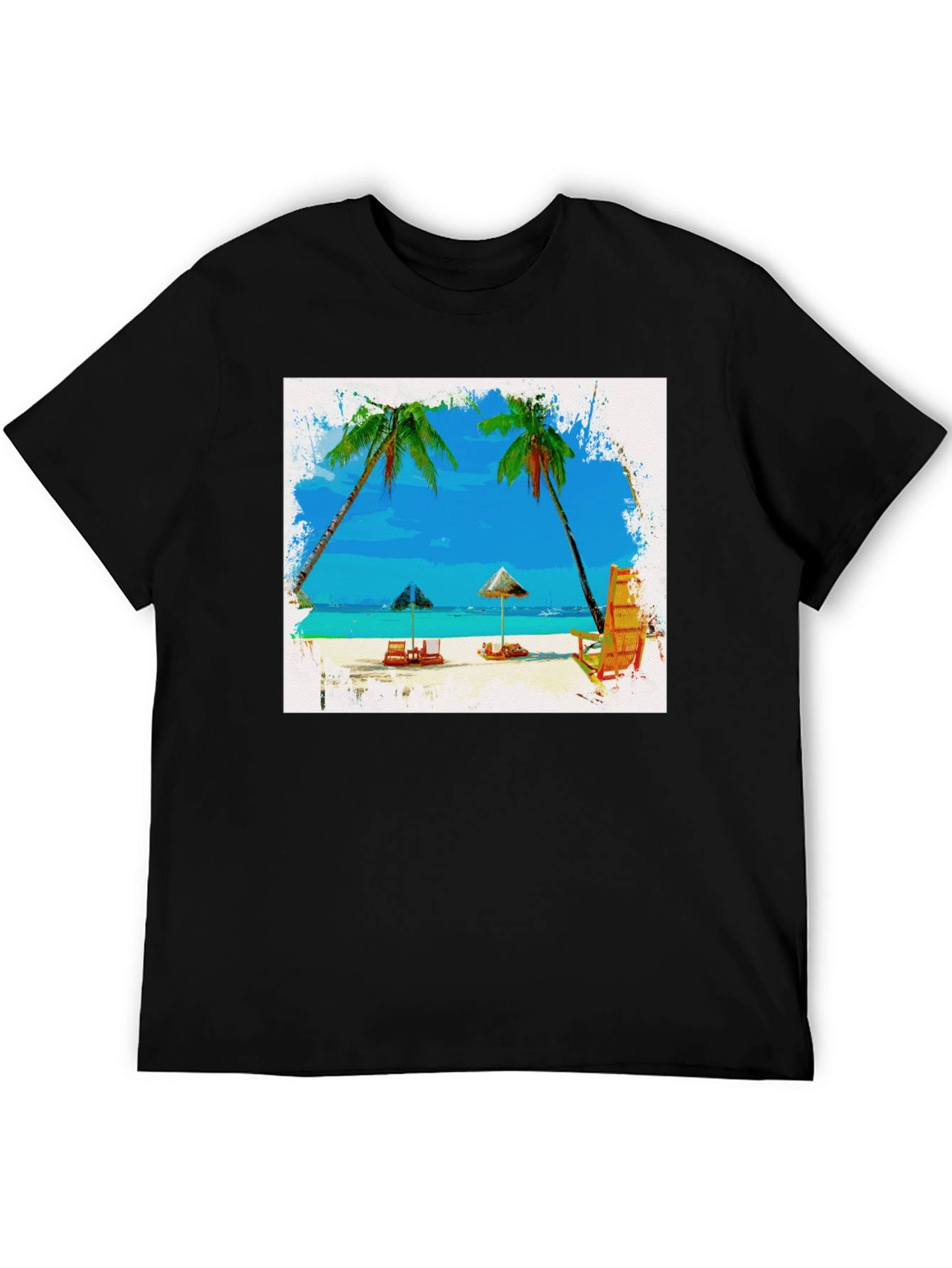 Beach Scene Graphic Tee - Tropical T-Shirt