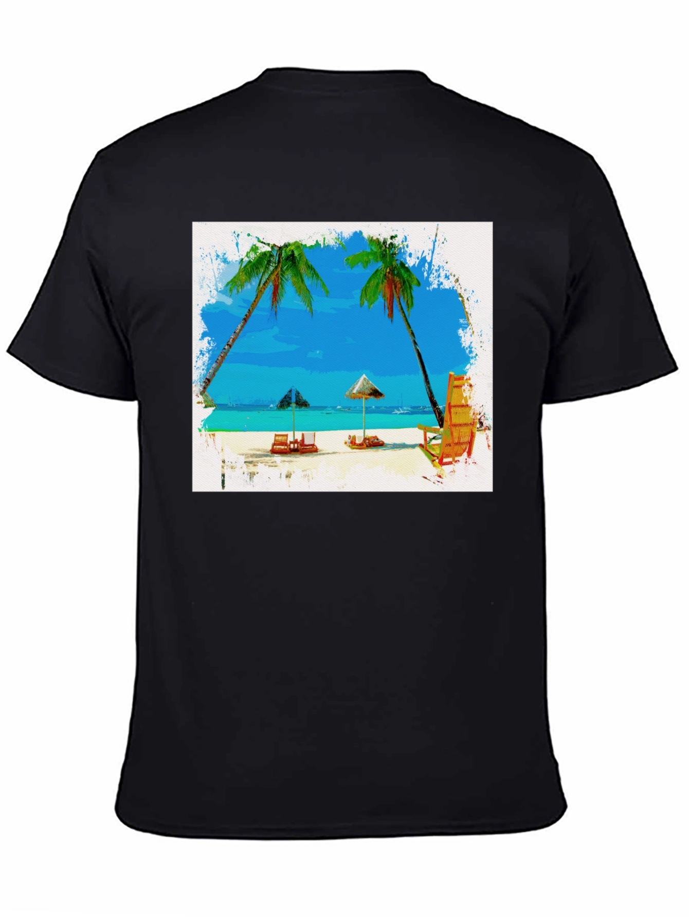 Beach Scene Graphic Tee - Tropical T-Shirt