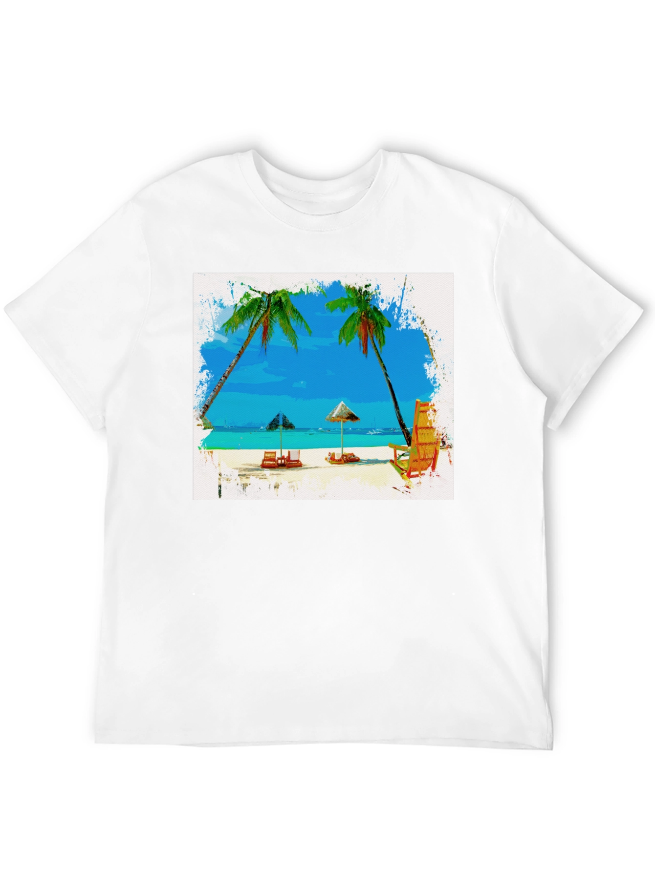 Beach Scene Graphic Tee - Tropical T-Shirt