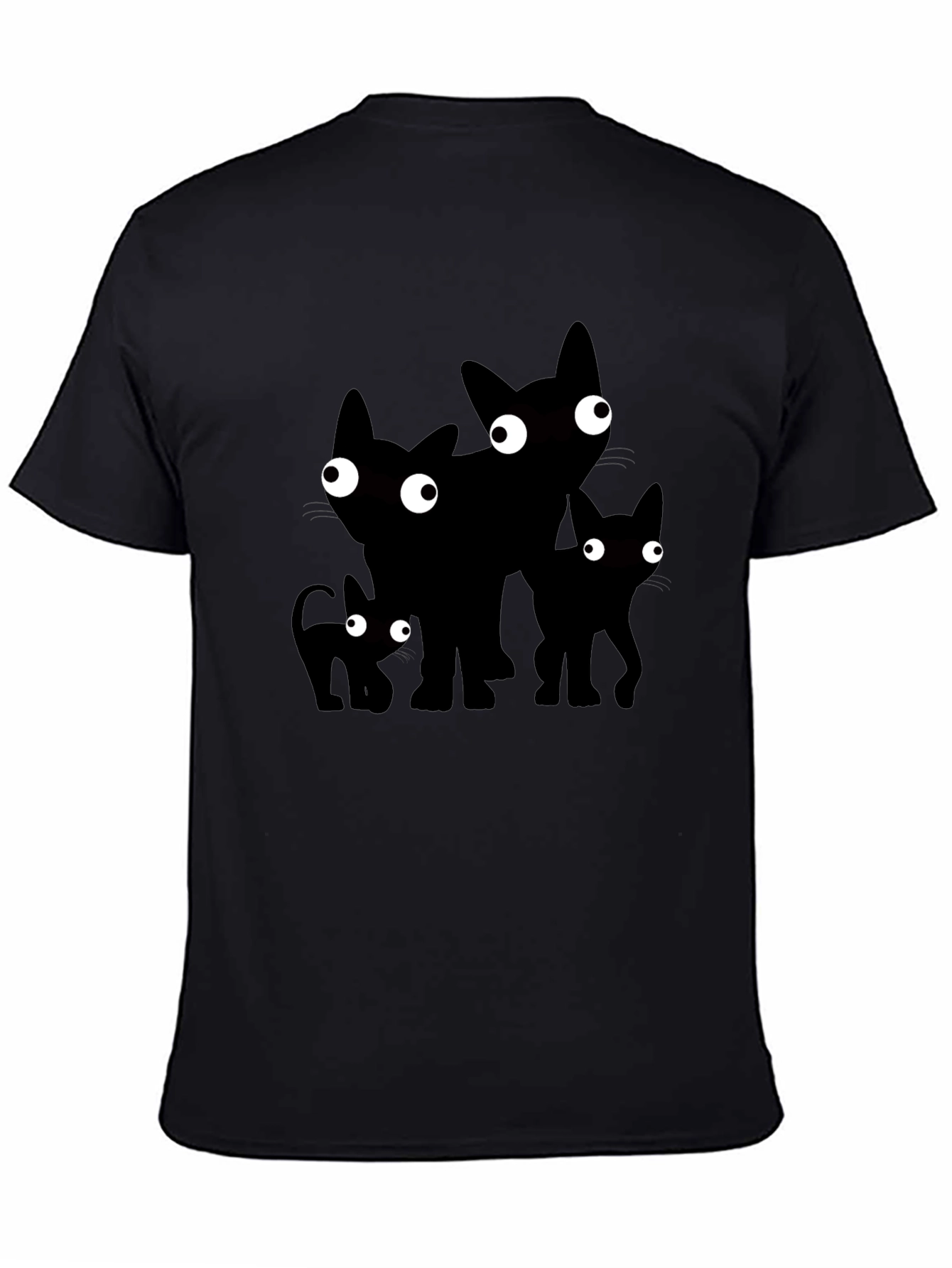 Fun Cats Graphic Tee - Black Cotton T-Shirt