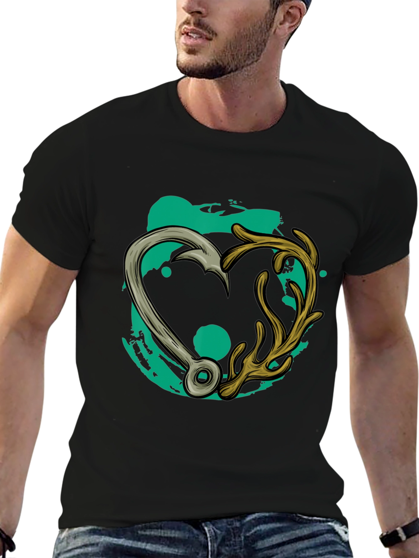 Fishing & Hunting Love T-Shirt: Hook Meets Antler Tee