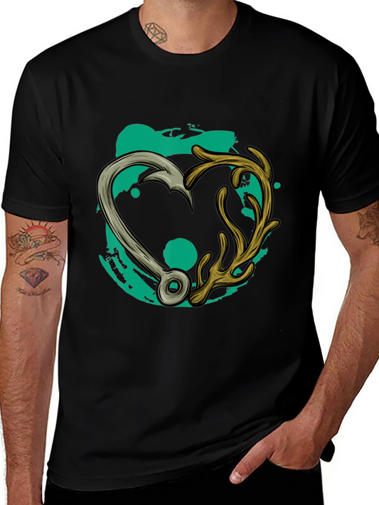 Fishing & Hunting Love T-Shirt: Hook Meets Antler Tee