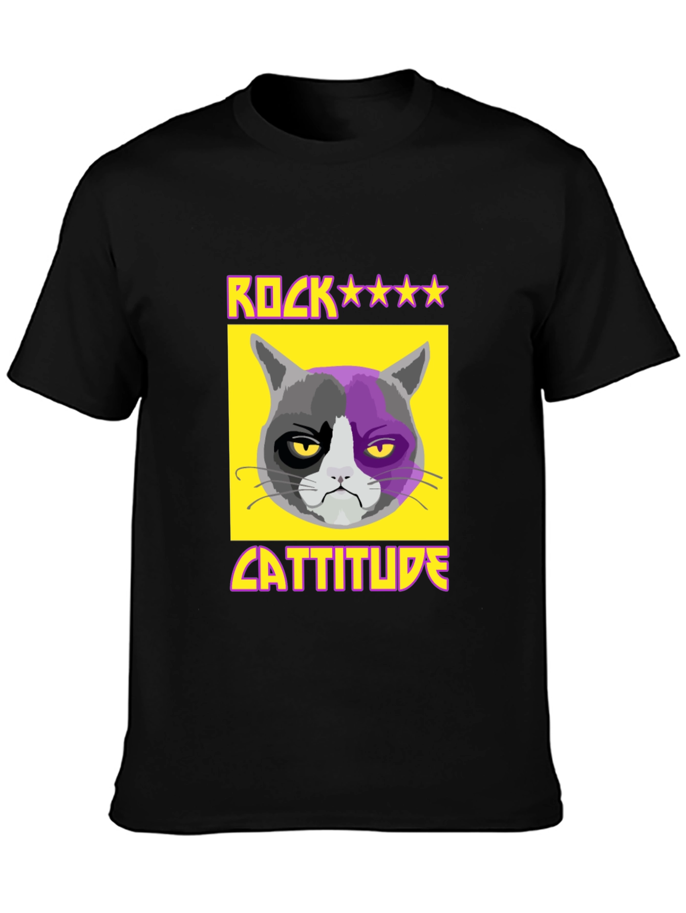 Rock Cattitude Graphic T-Shirt - Grumpy Cat Tee