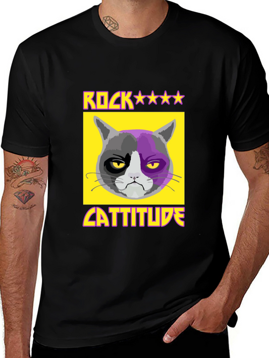 Rock Cattitude Graphic T-Shirt - Grumpy Cat Tee