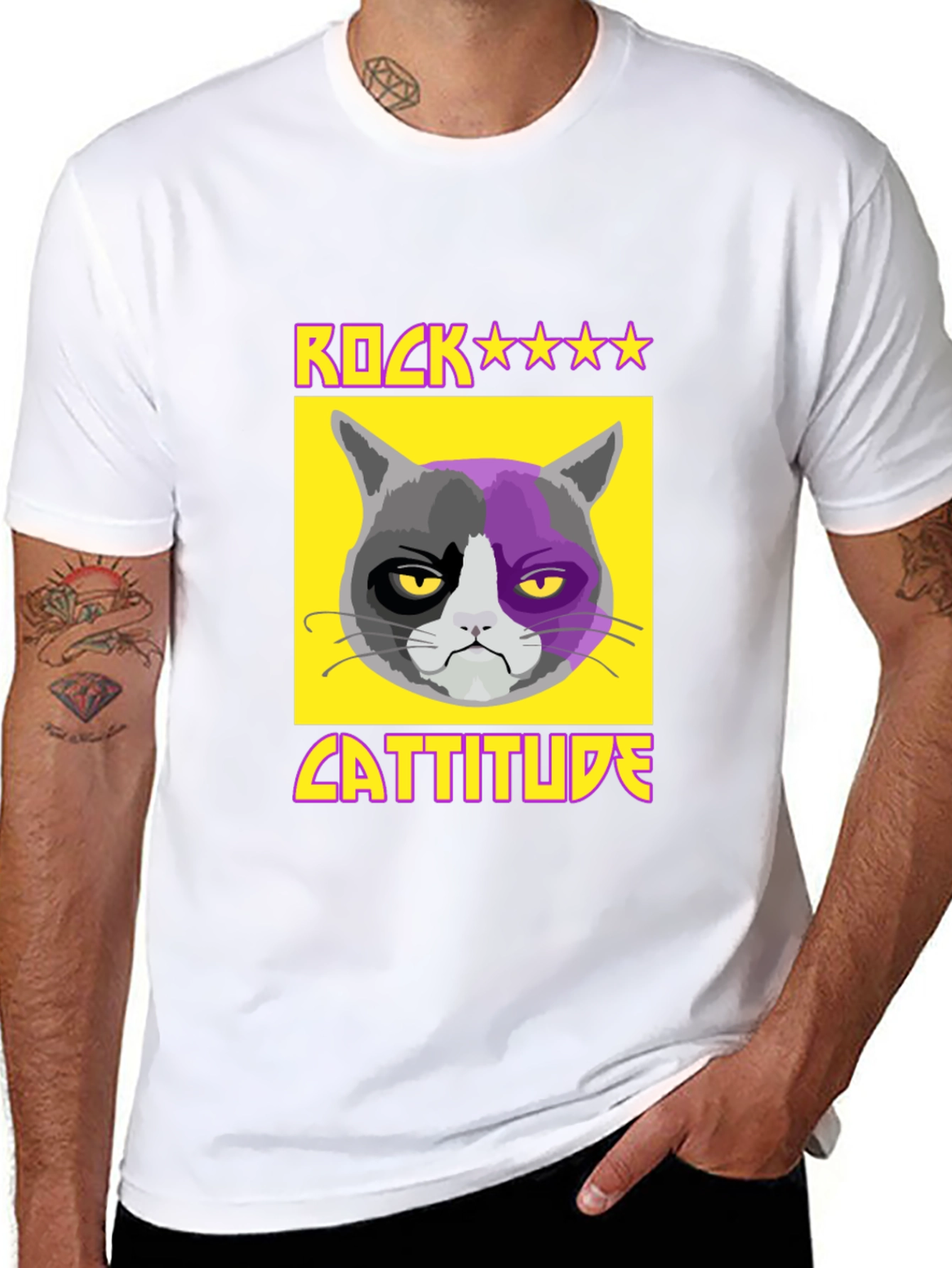 Rock Cattitude Graphic T-Shirt - Grumpy Cat Tee