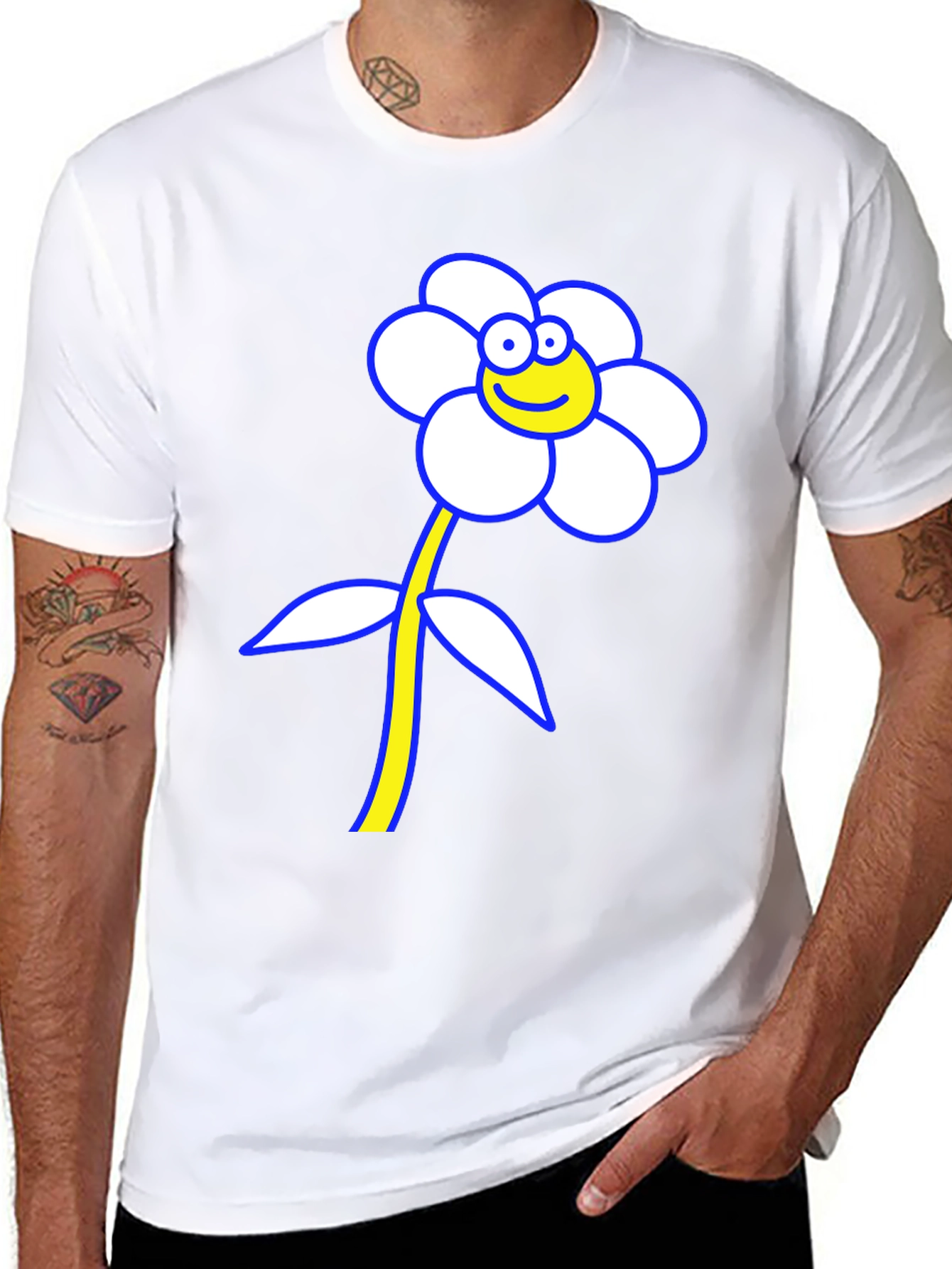 Funny Flower Graphic T-Shirt - Black Cotton Tee