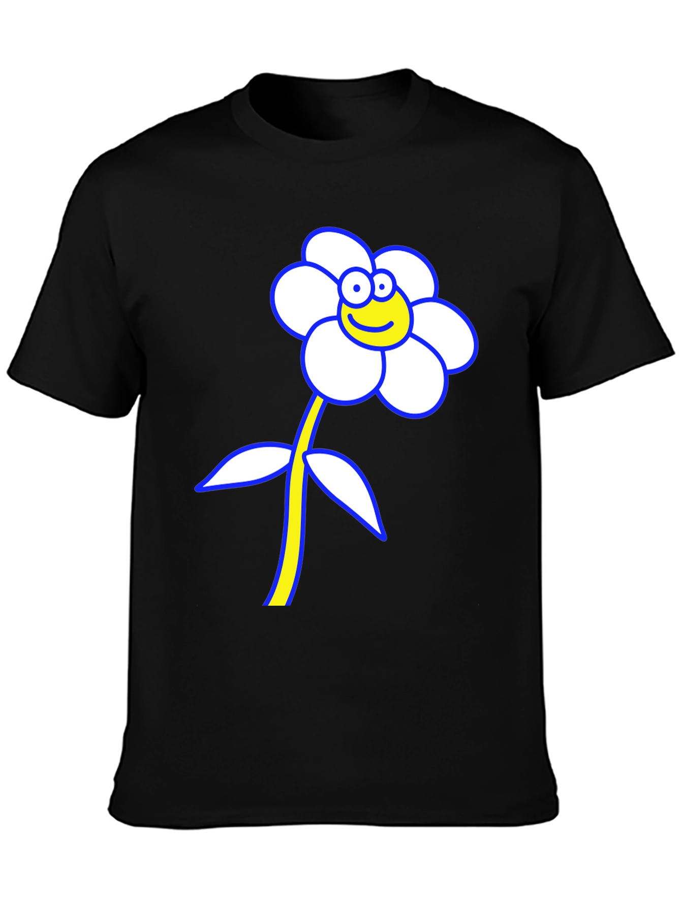 Funny Flower Graphic T-Shirt - Black Cotton Tee