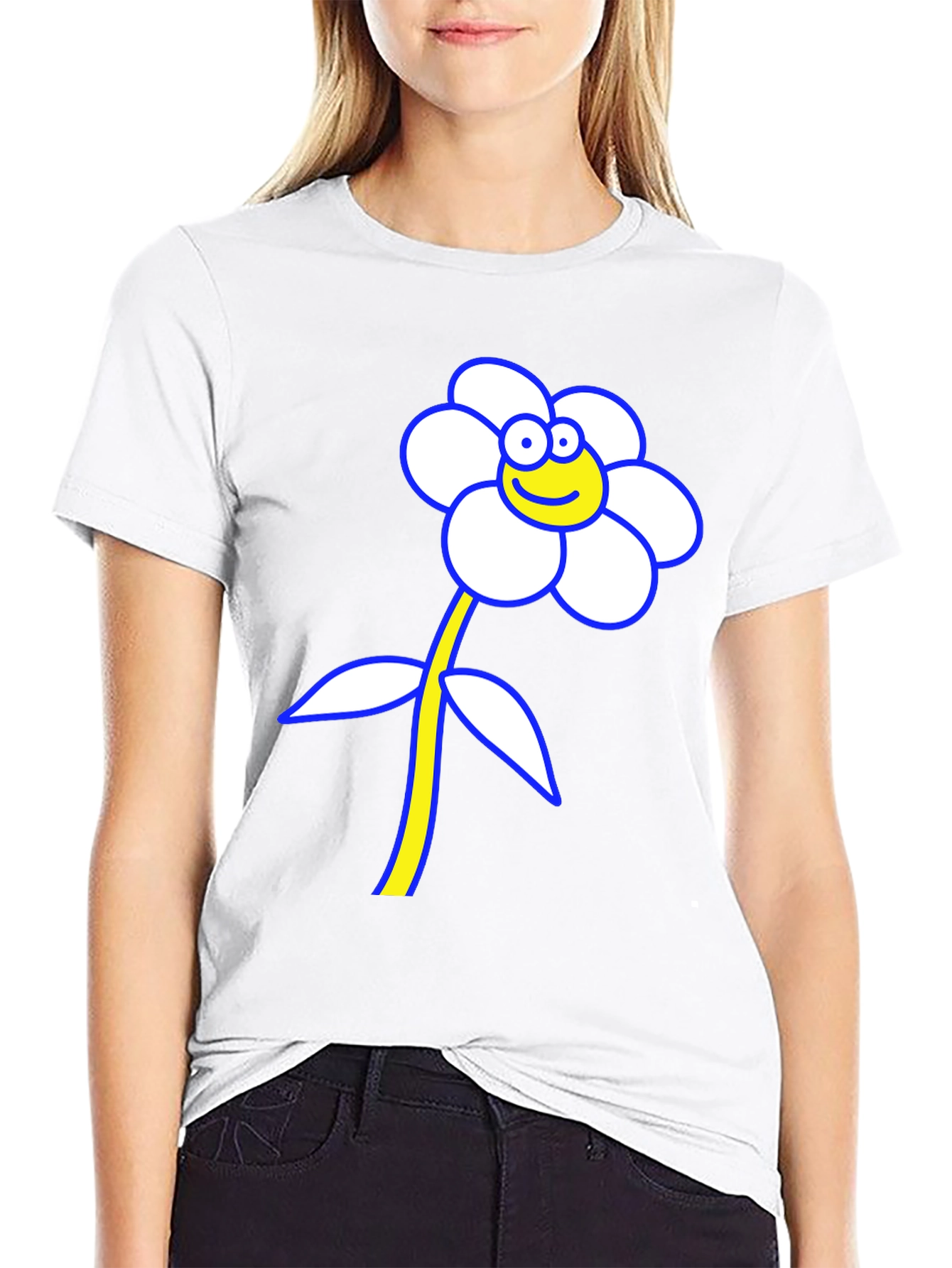 Funny Flower Graphic T-Shirt - Black Cotton Tee