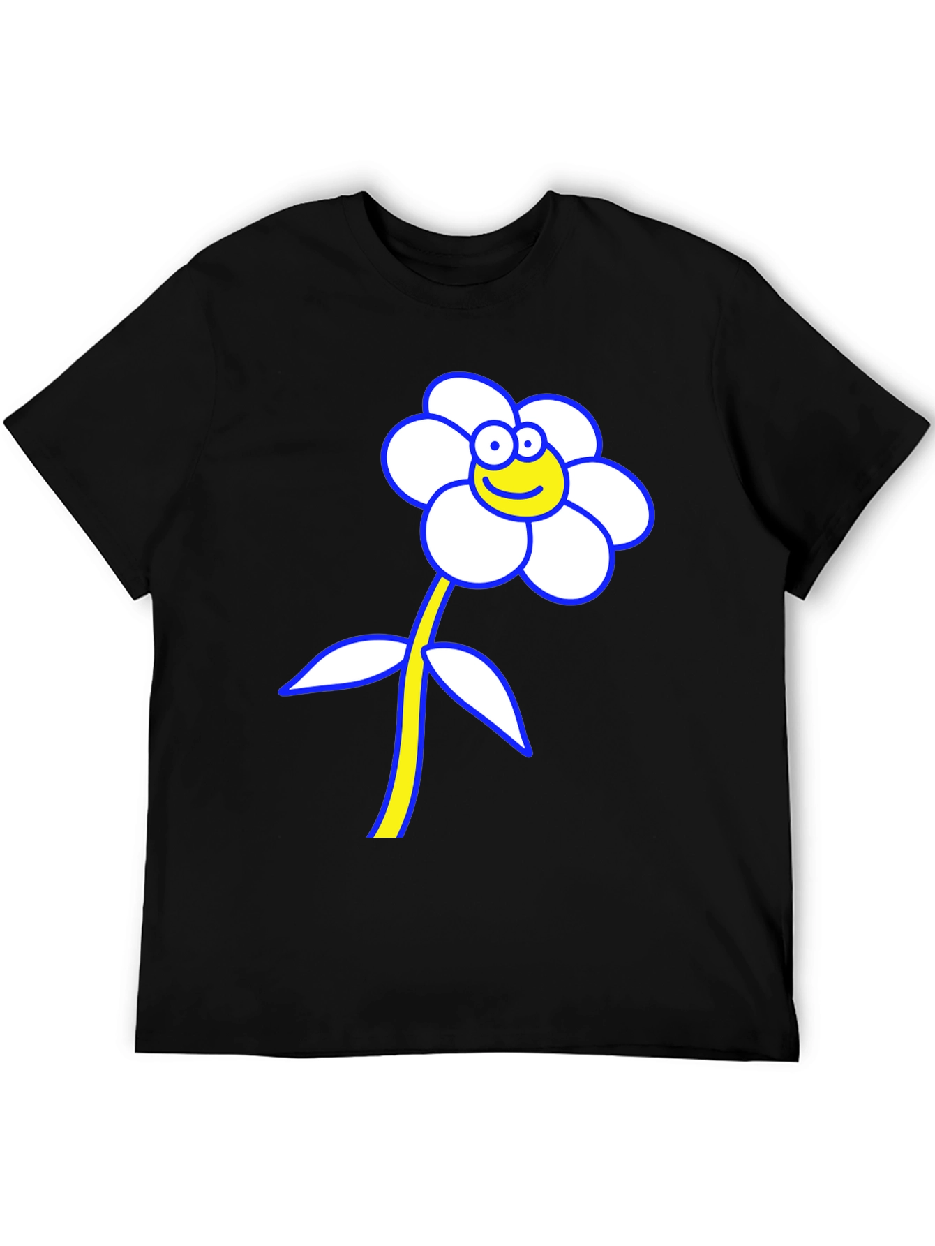 Funny Flower Graphic T-Shirt - Black Cotton Tee