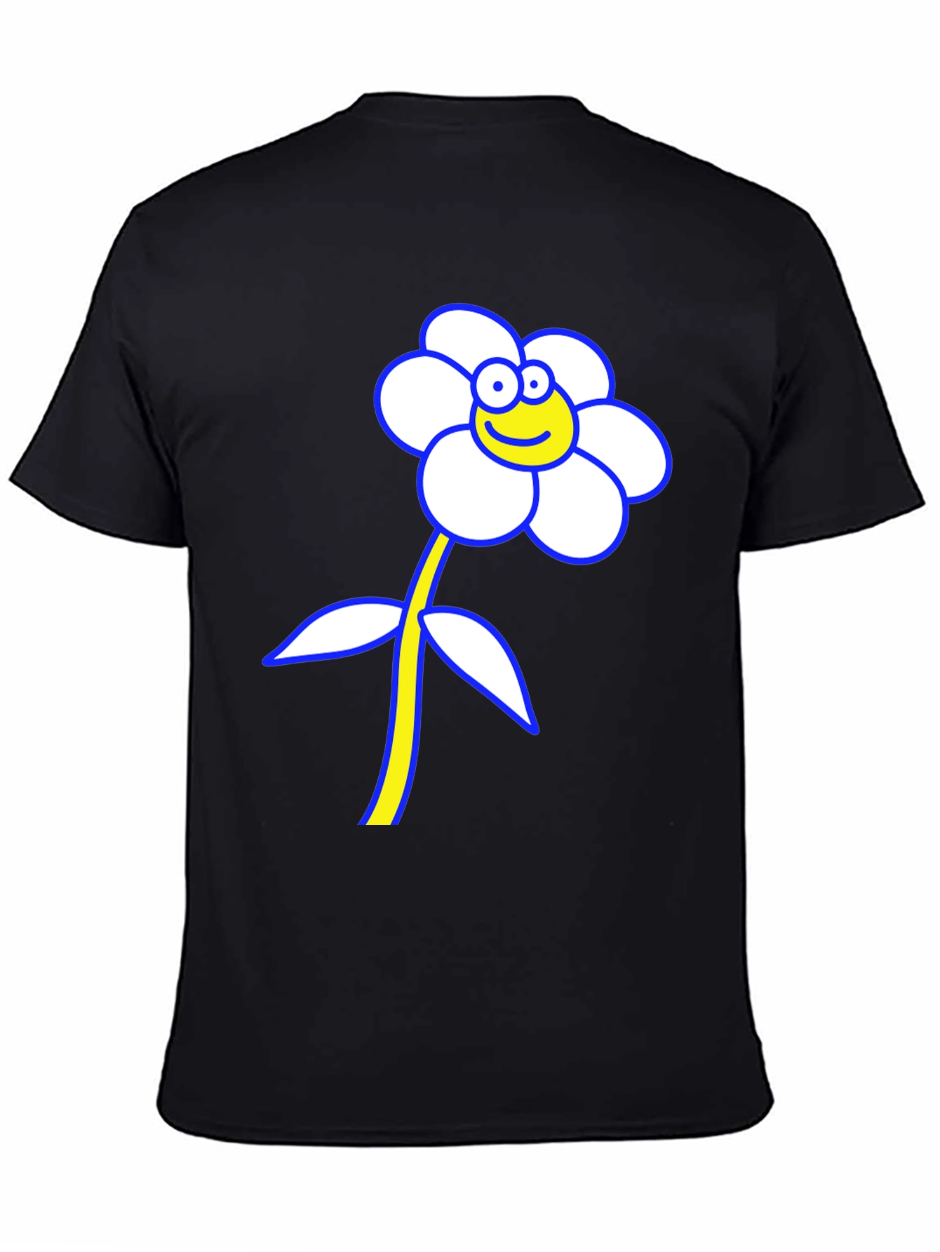 Funny Flower Graphic T-Shirt - Black Cotton Tee