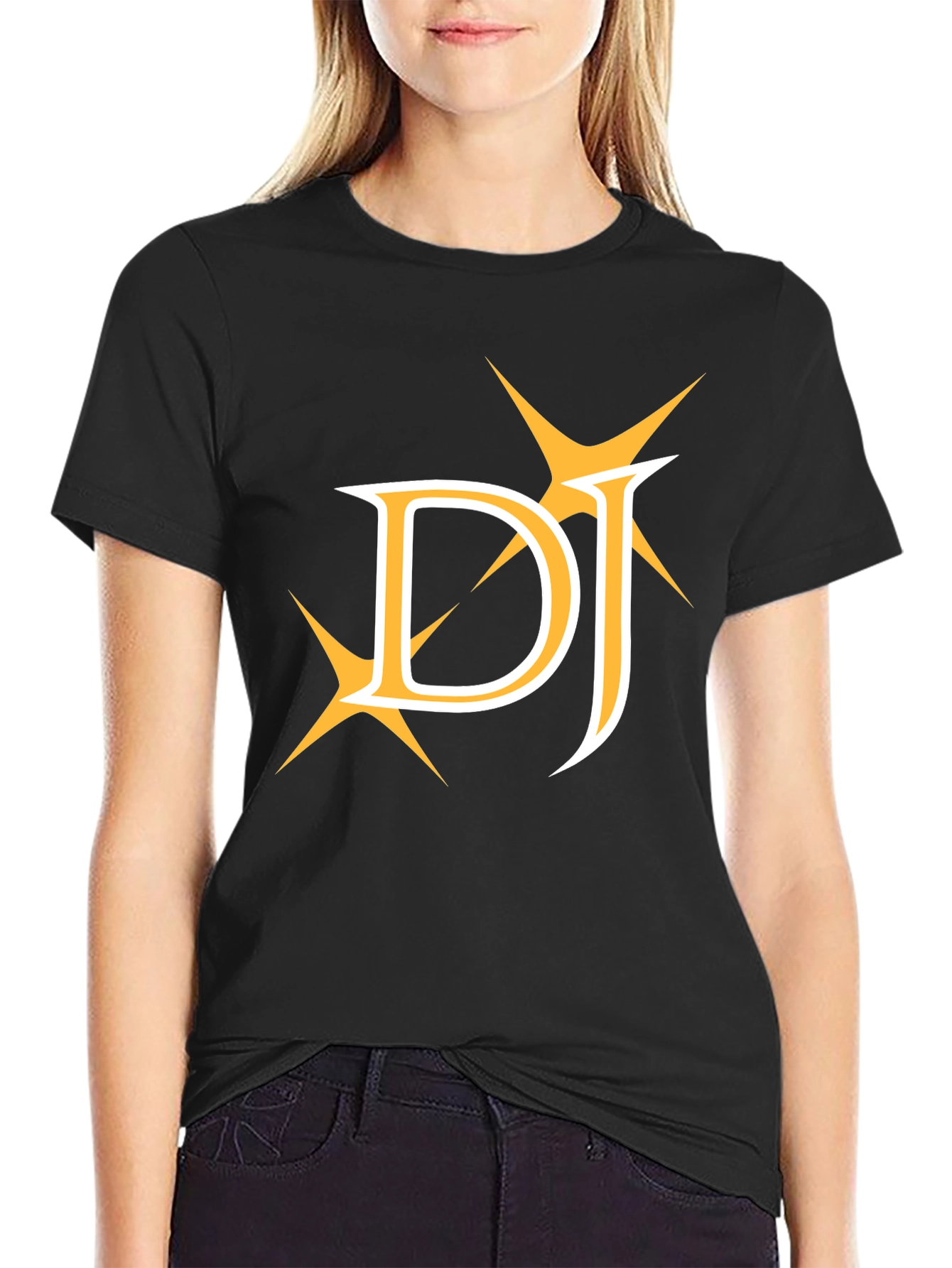 DJ Golden Graphic Tee - Stylish Black Cotton T-Shirt