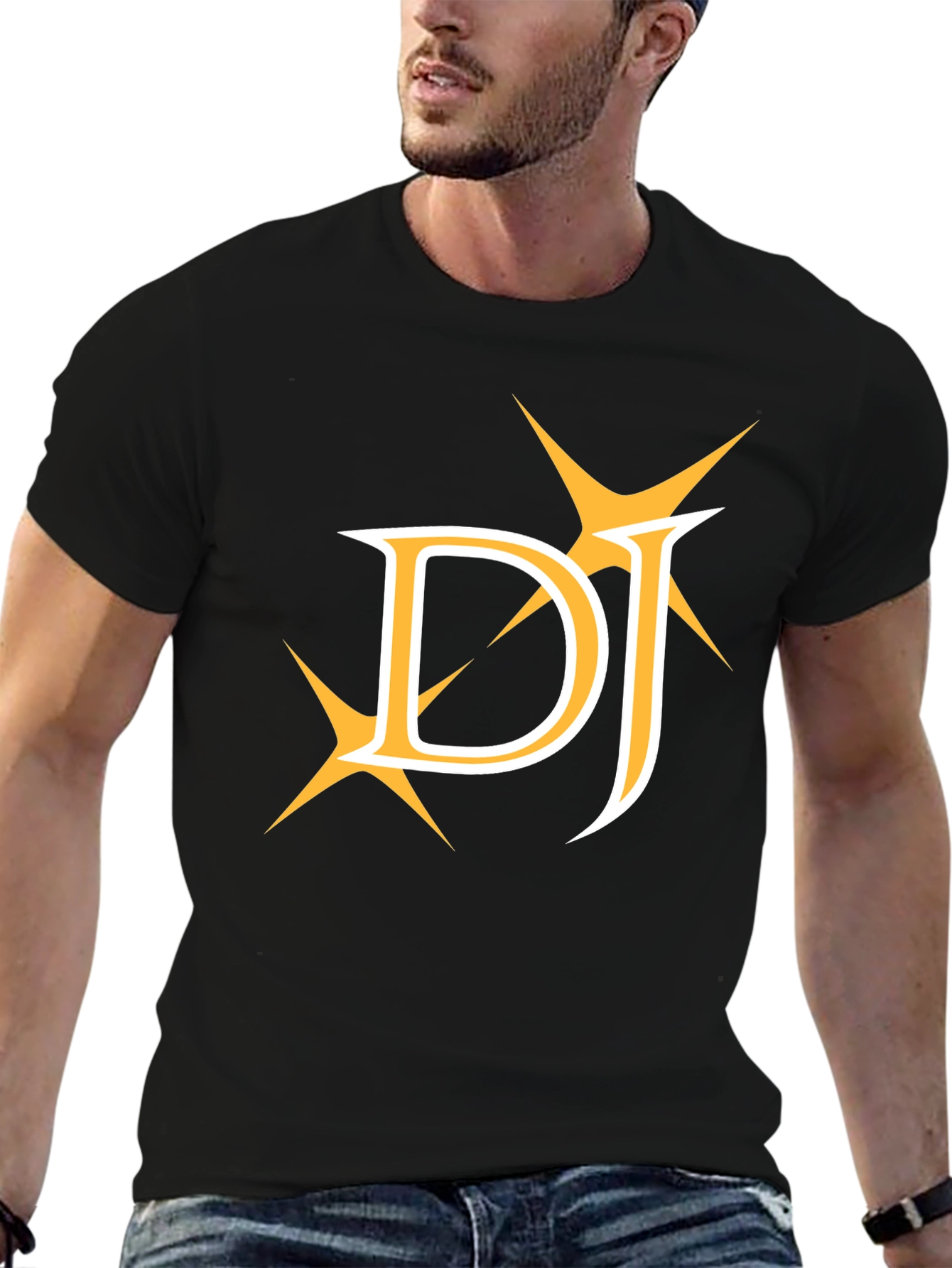 DJ Golden Graphic Tee - Stylish Black Cotton T-Shirt