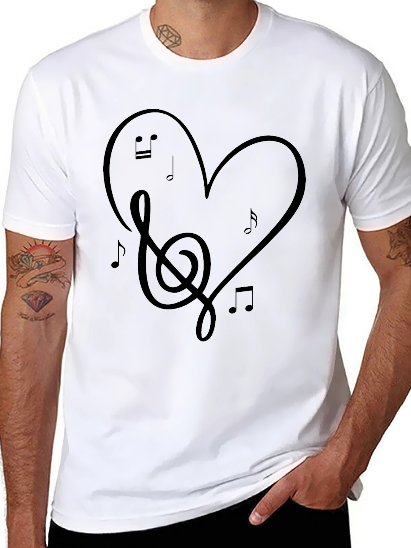 Musical Heart T-Shirt - Black Graphic Tee