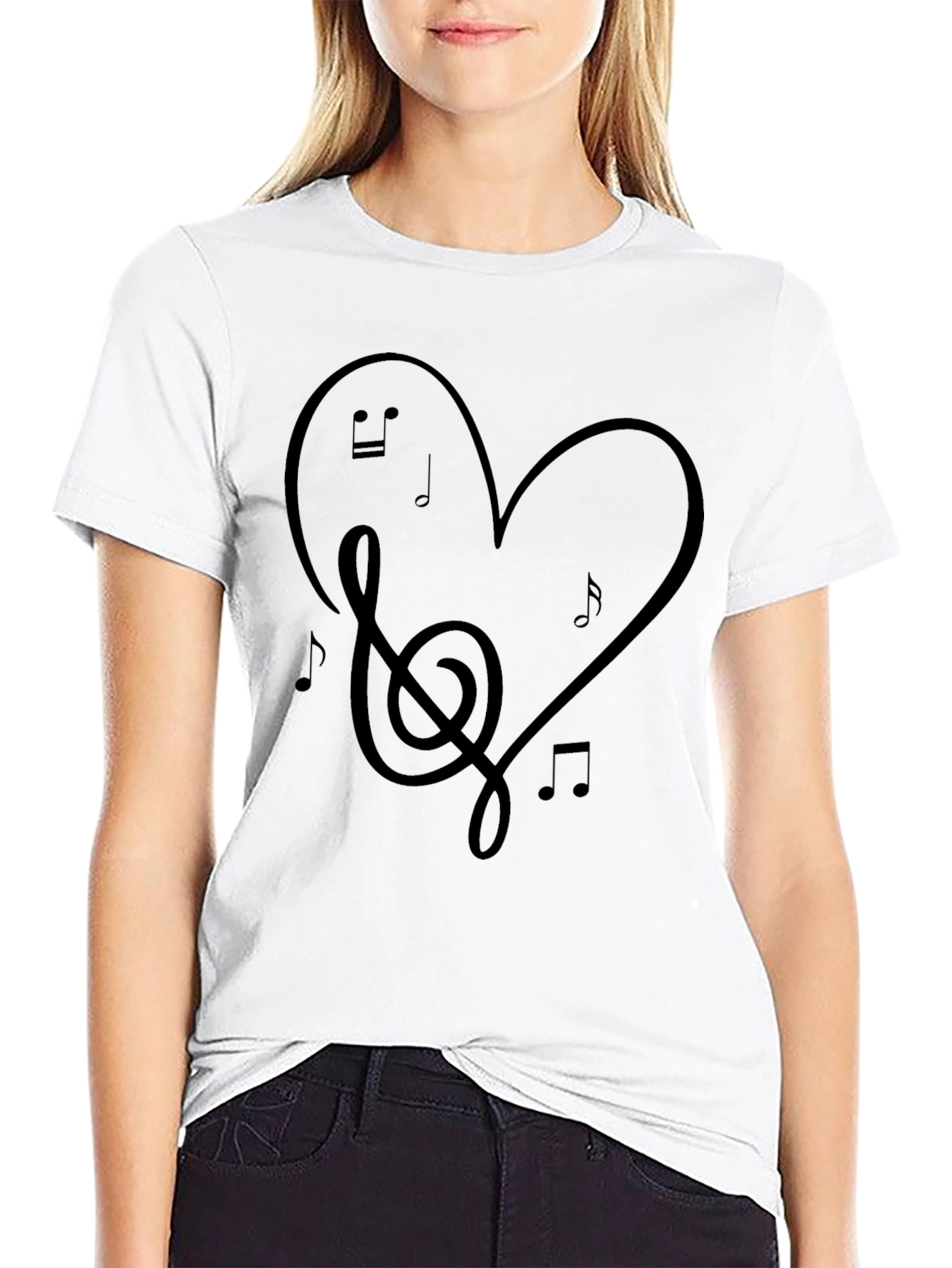 Musical Heart T-Shirt - Black Graphic Tee