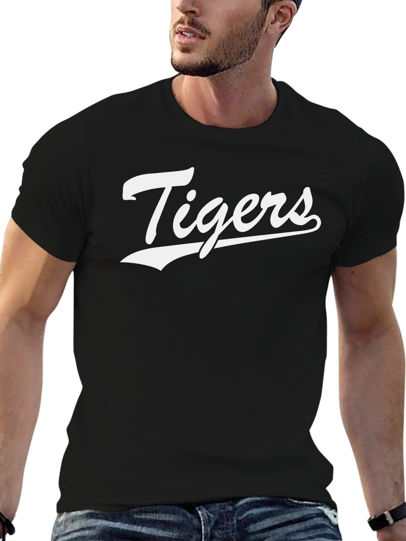 Classic Tigers Graphic Tee - Black Cotton Blend