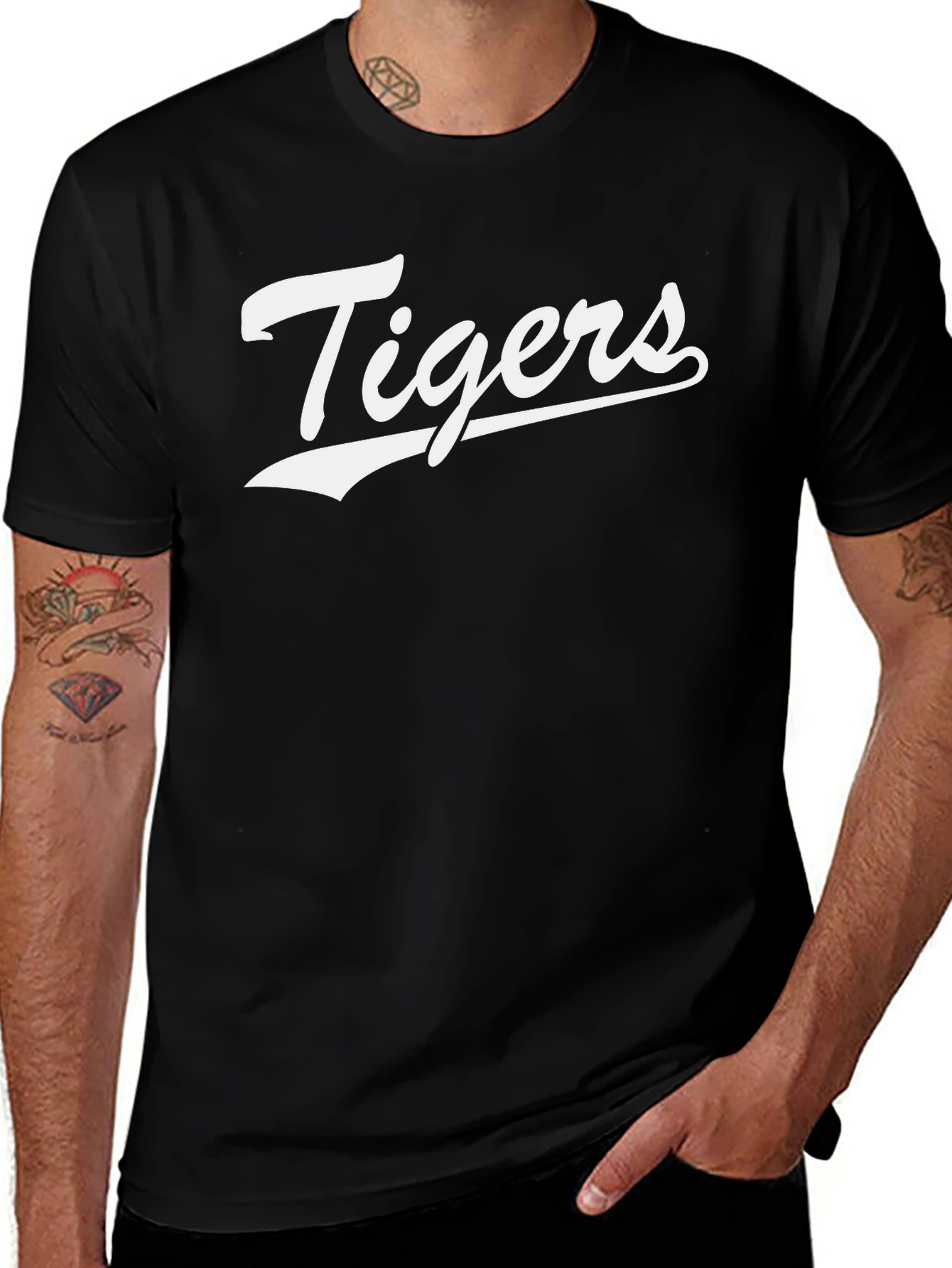 Classic Tigers Graphic Tee - Black Cotton Blend