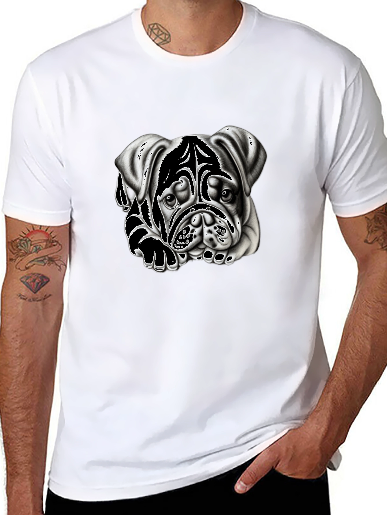Bulldog Graphic Print Black T-Shirt