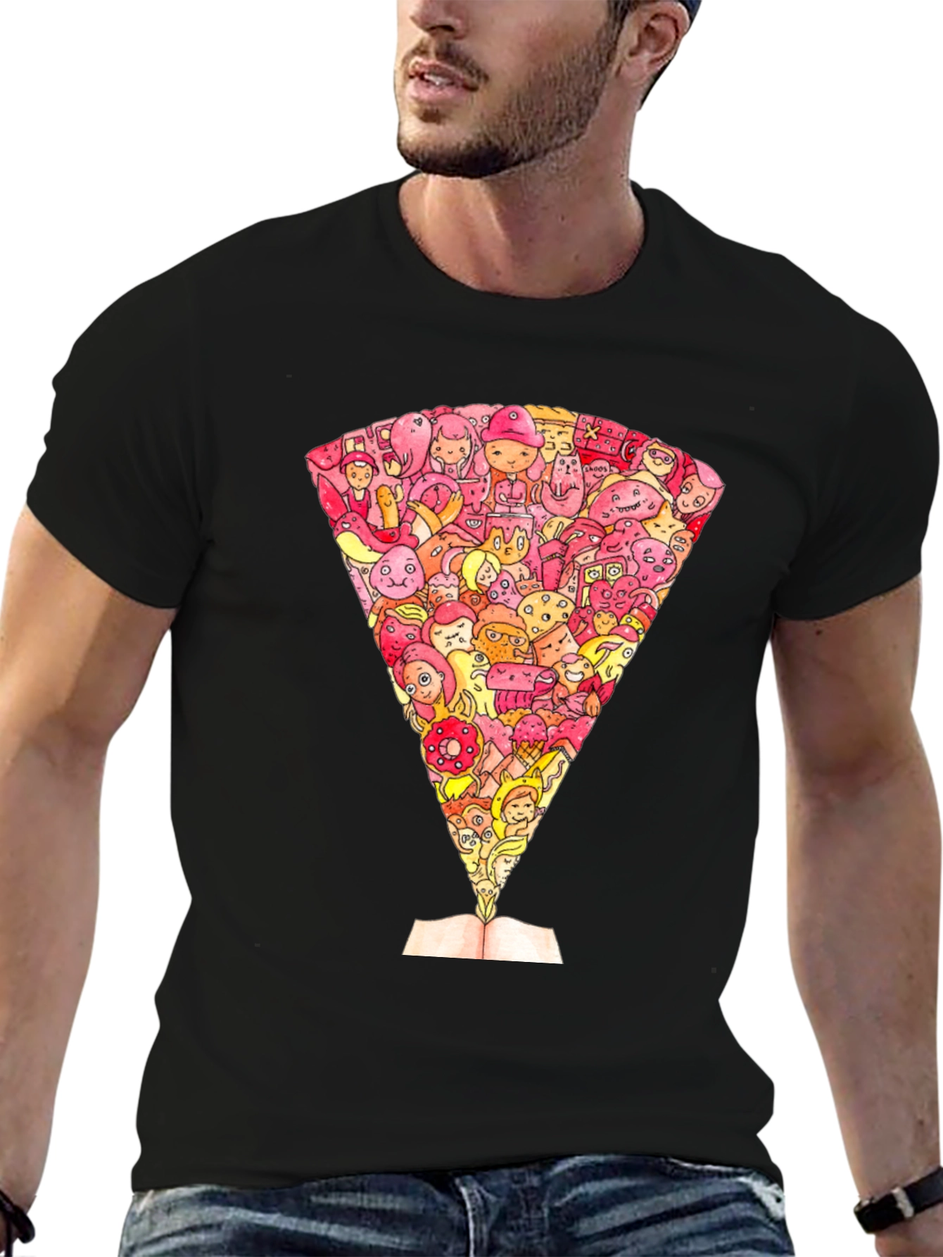 Cartoon Character Book Explosion Graphic Tee