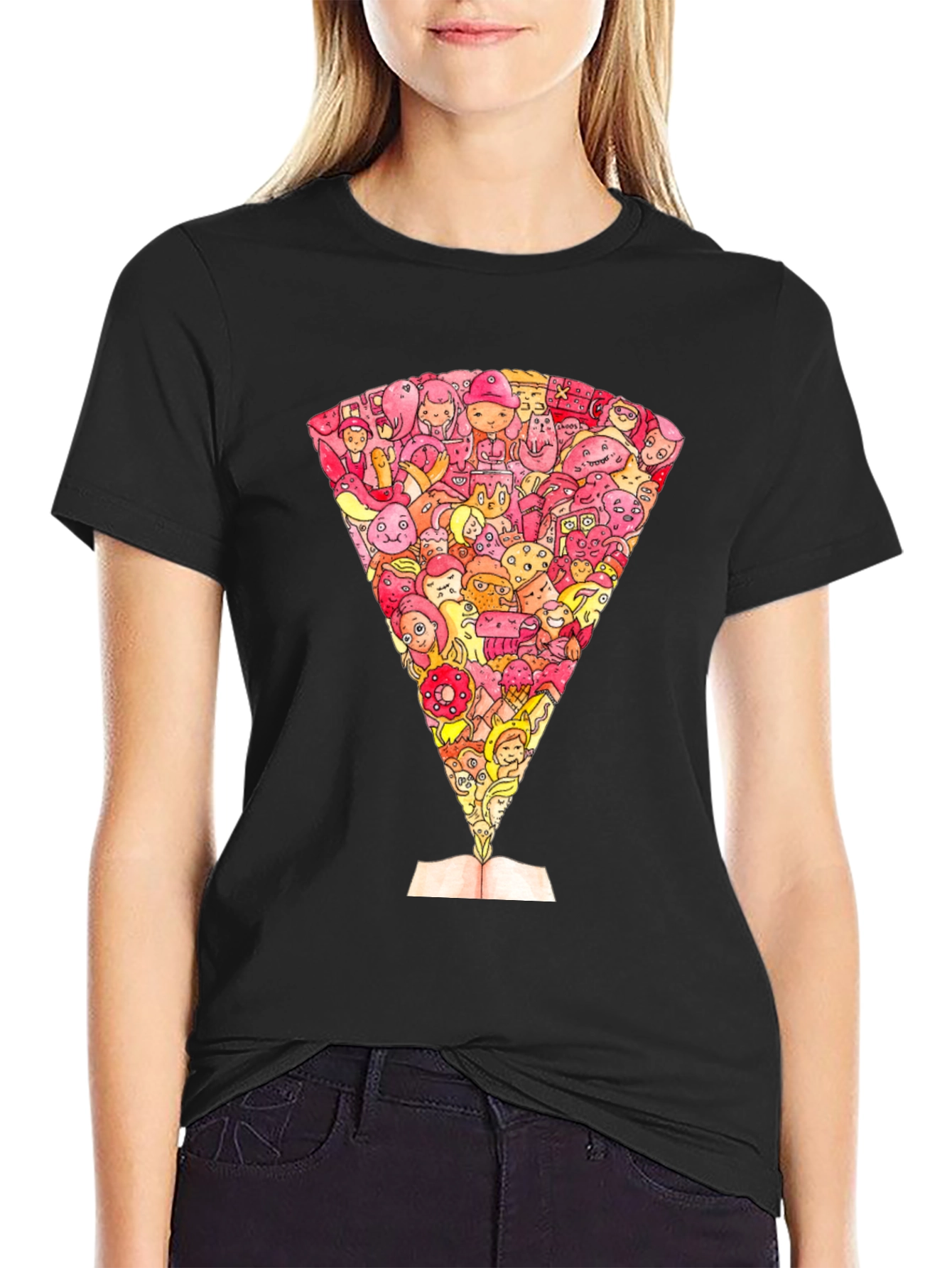 Cartoon Character Book Explosion Graphic Tee