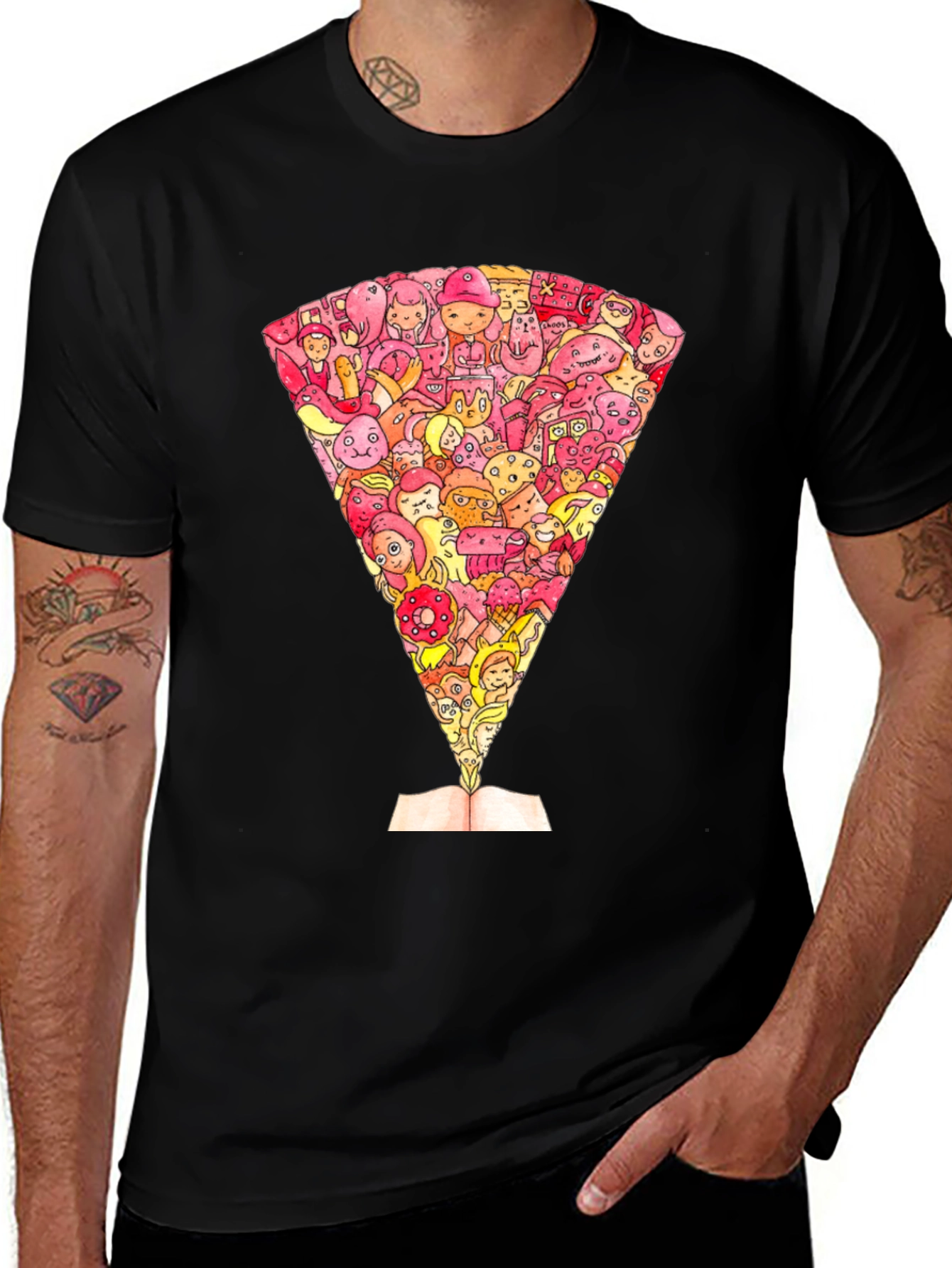 Cartoon Character Book Explosion Graphic Tee