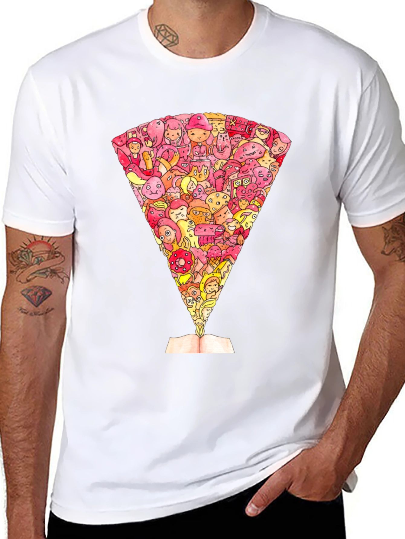 Cartoon Character Book Explosion Graphic Tee