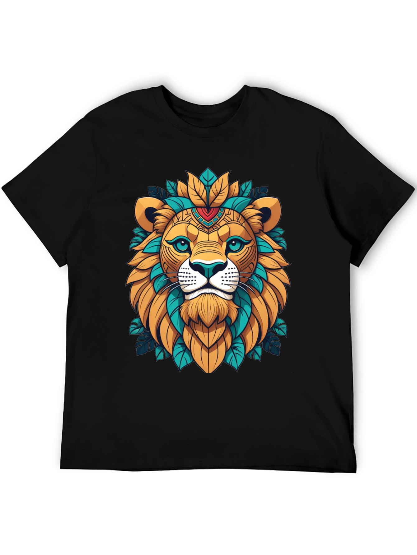 Lion Head Graphic Tee - Artistic Animal Design