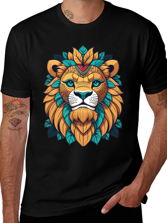 Lion Head Graphic Tee - Artistic Animal Design