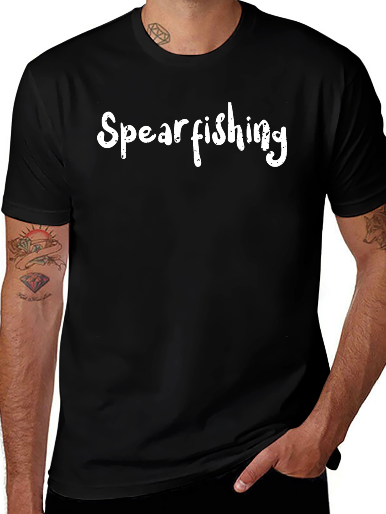 Spearfishing Graphic Tee - Black Short Sleeve