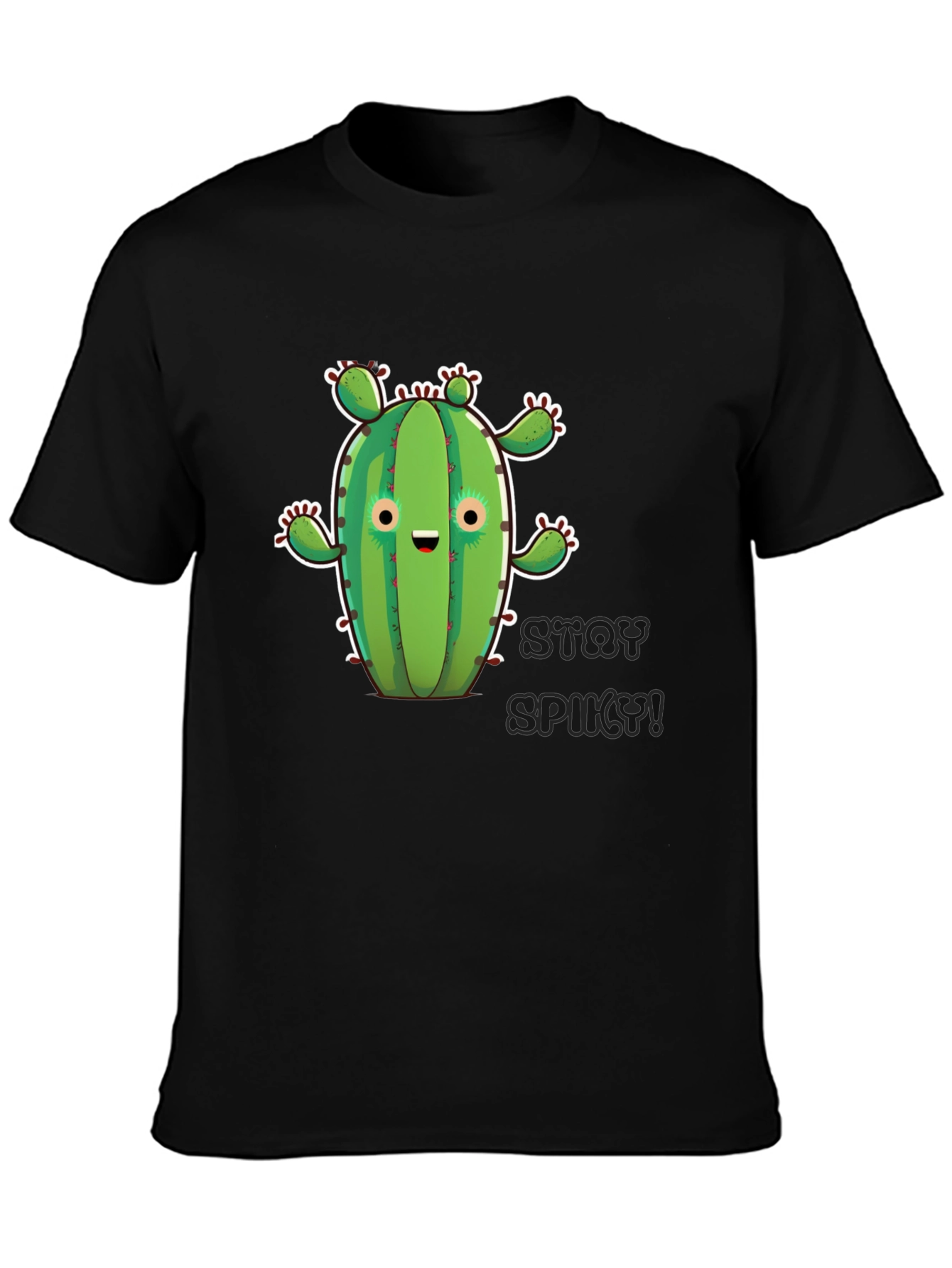 Stay Spiky Cactus Graphic T-Shirt - Black