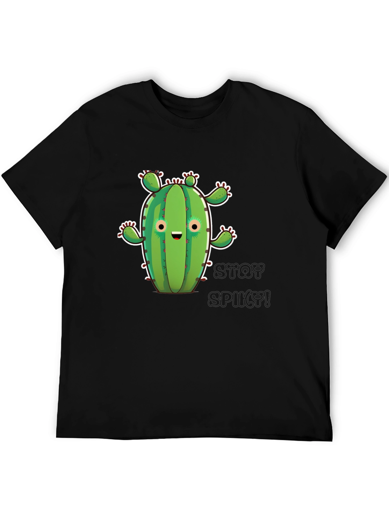 Stay Spiky Cactus Graphic T-Shirt - Black