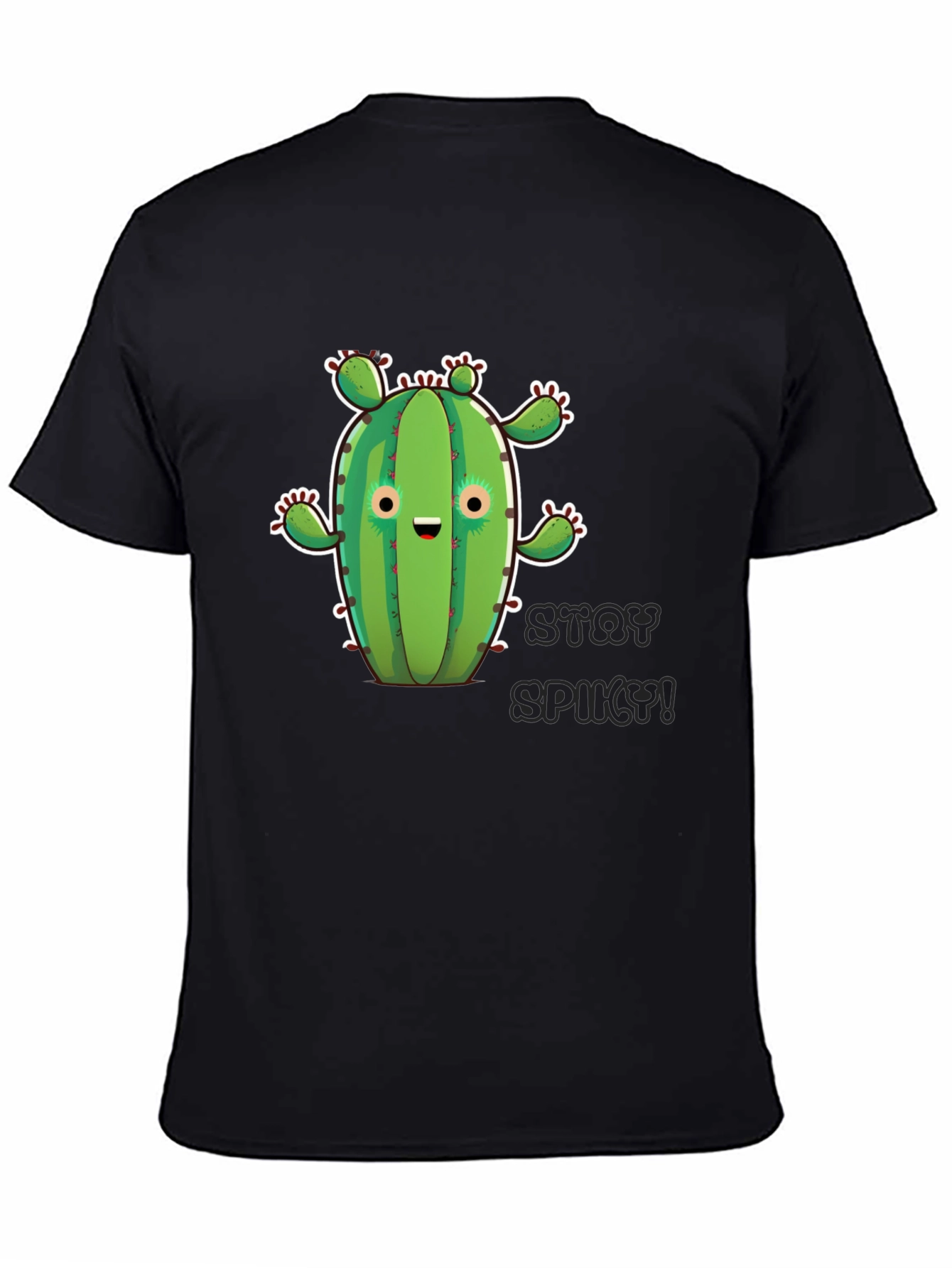 Stay Spiky Cactus Graphic T-Shirt - Black