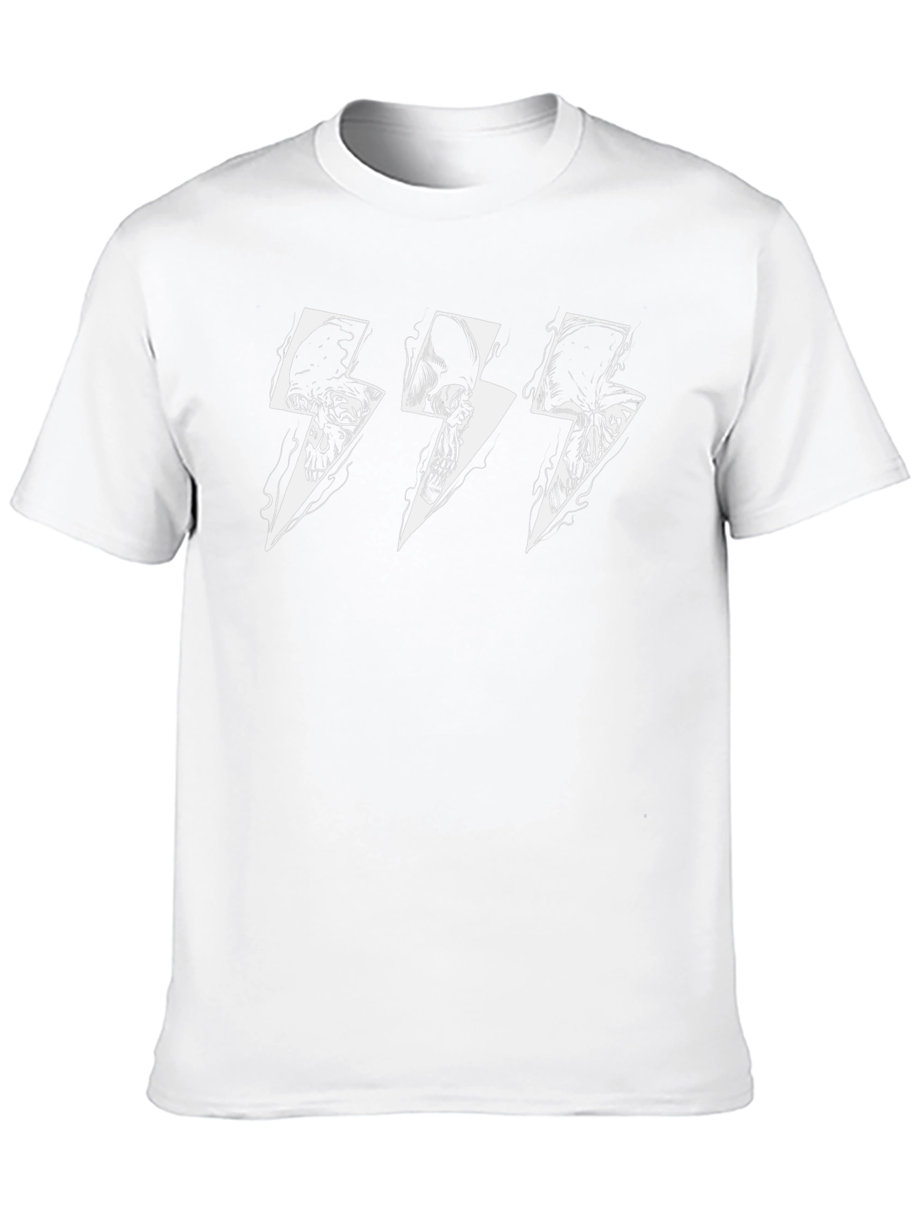 Skull Lightning Bolt Graphic Tee - Black Cotton T-Shirt