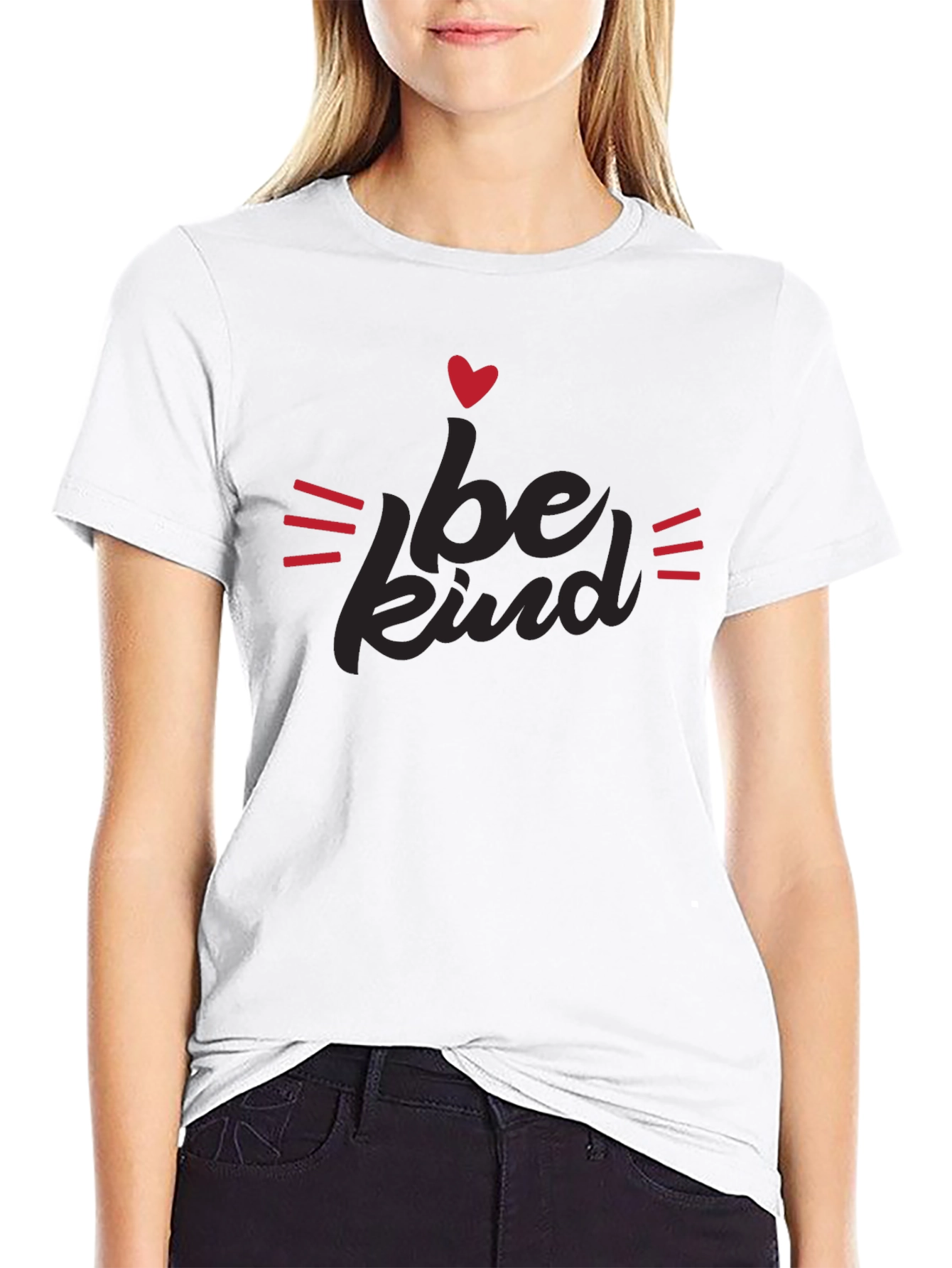 Be Kind Heart Graphic T-Shirt - Black