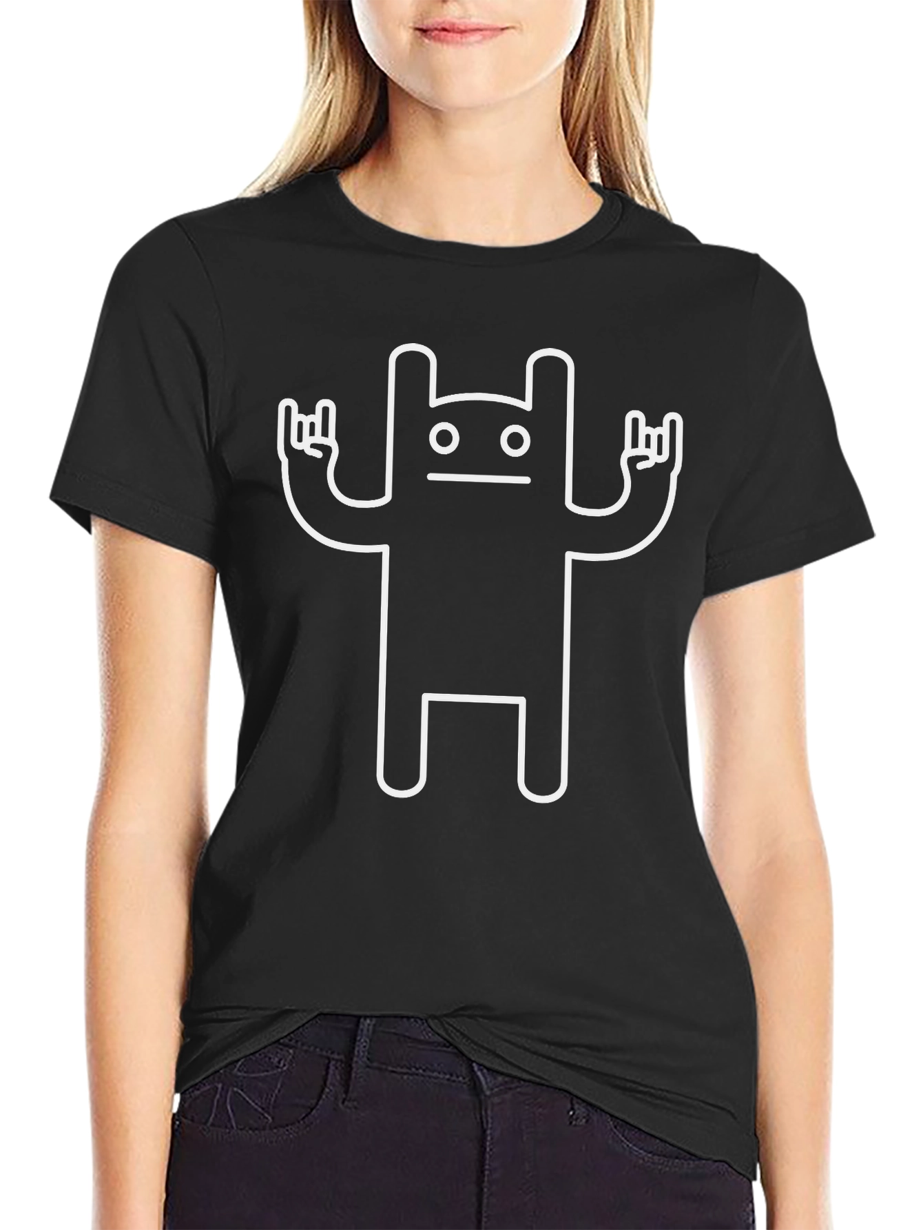 Cool Rock On Monster Graphic Black T-Shirt