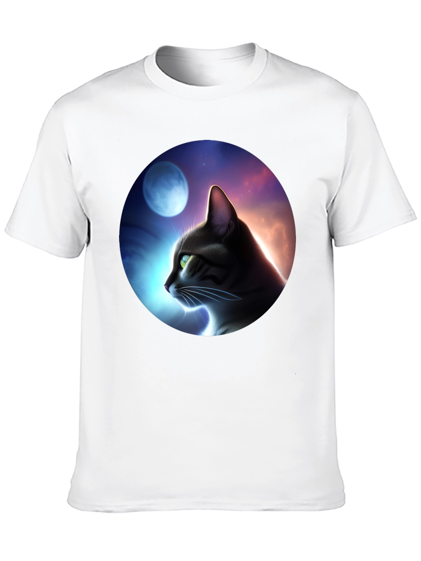 Cat in Moonlit Sky Graphic T-Shirt