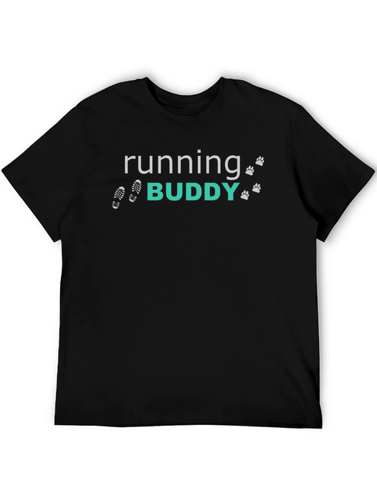Running Buddy Graphic Tee - Black Cotton Blend