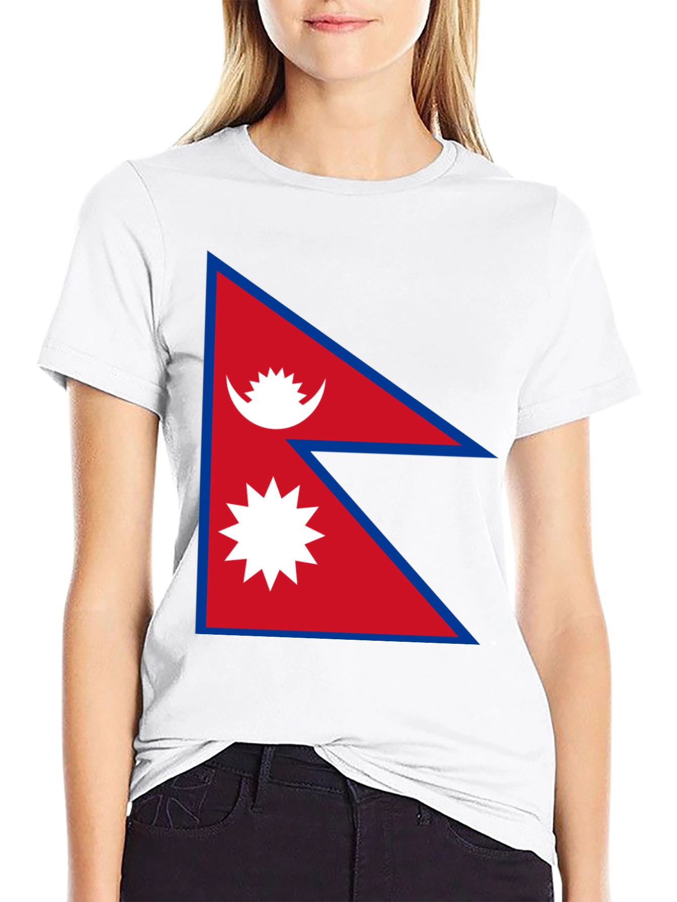 Nepal Flag Graphic T-Shirt - Black Cotton Tee