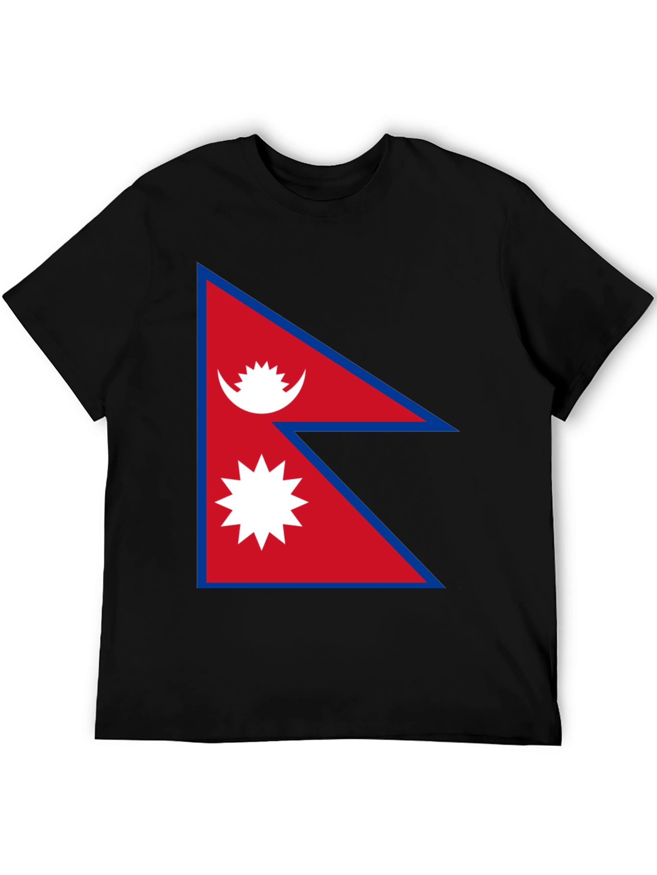 Nepal Flag Graphic T-Shirt - Black Cotton Tee