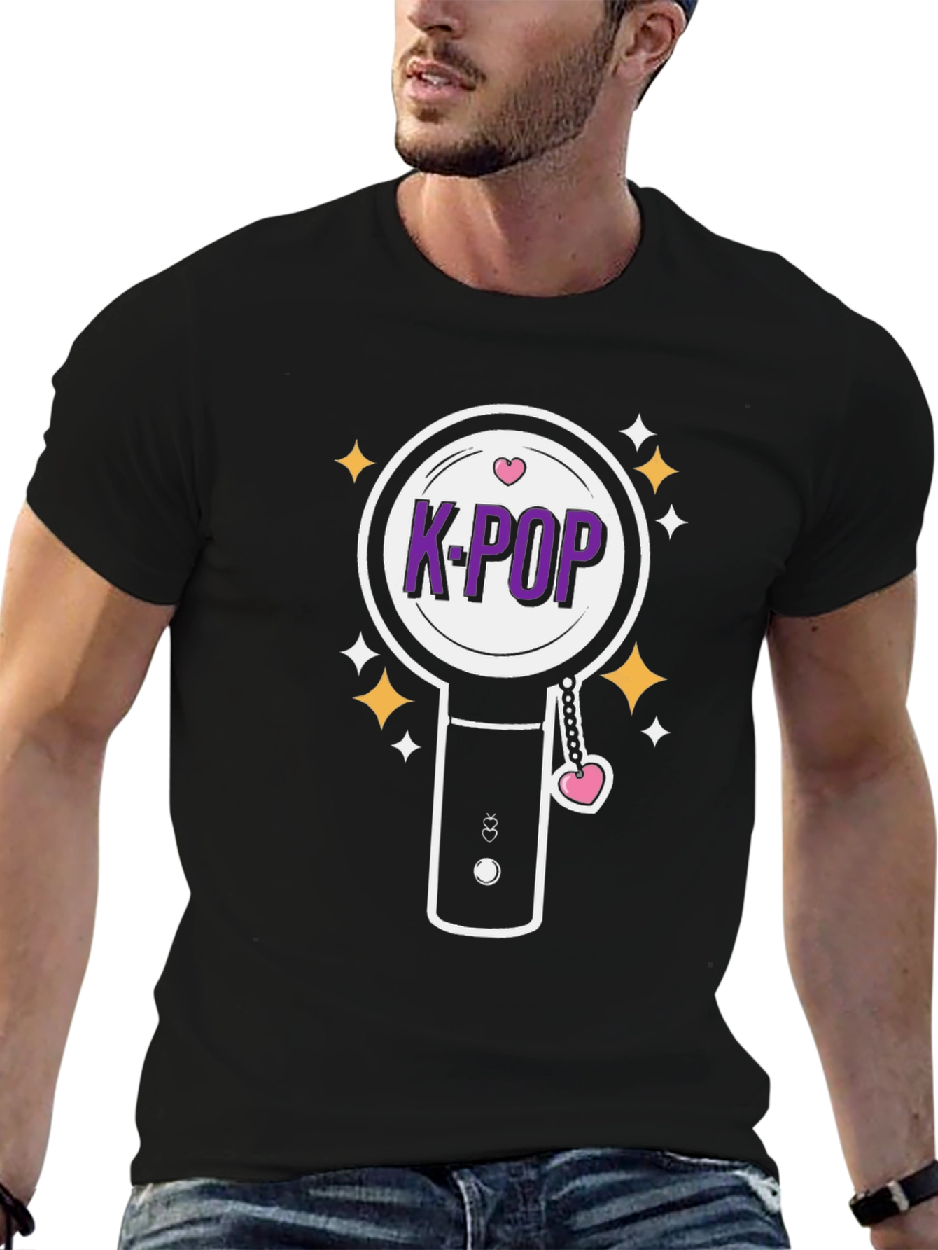 K-Pop Light Stick Graphic Tee - Black