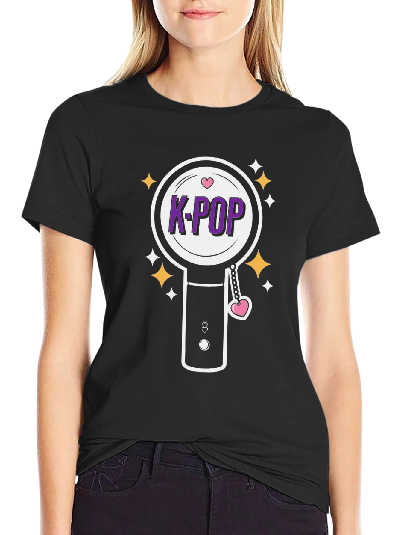 K-Pop Light Stick Graphic Tee - Black