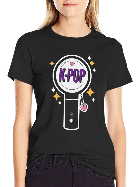 K-Pop Light Stick Graphic Tee - Black