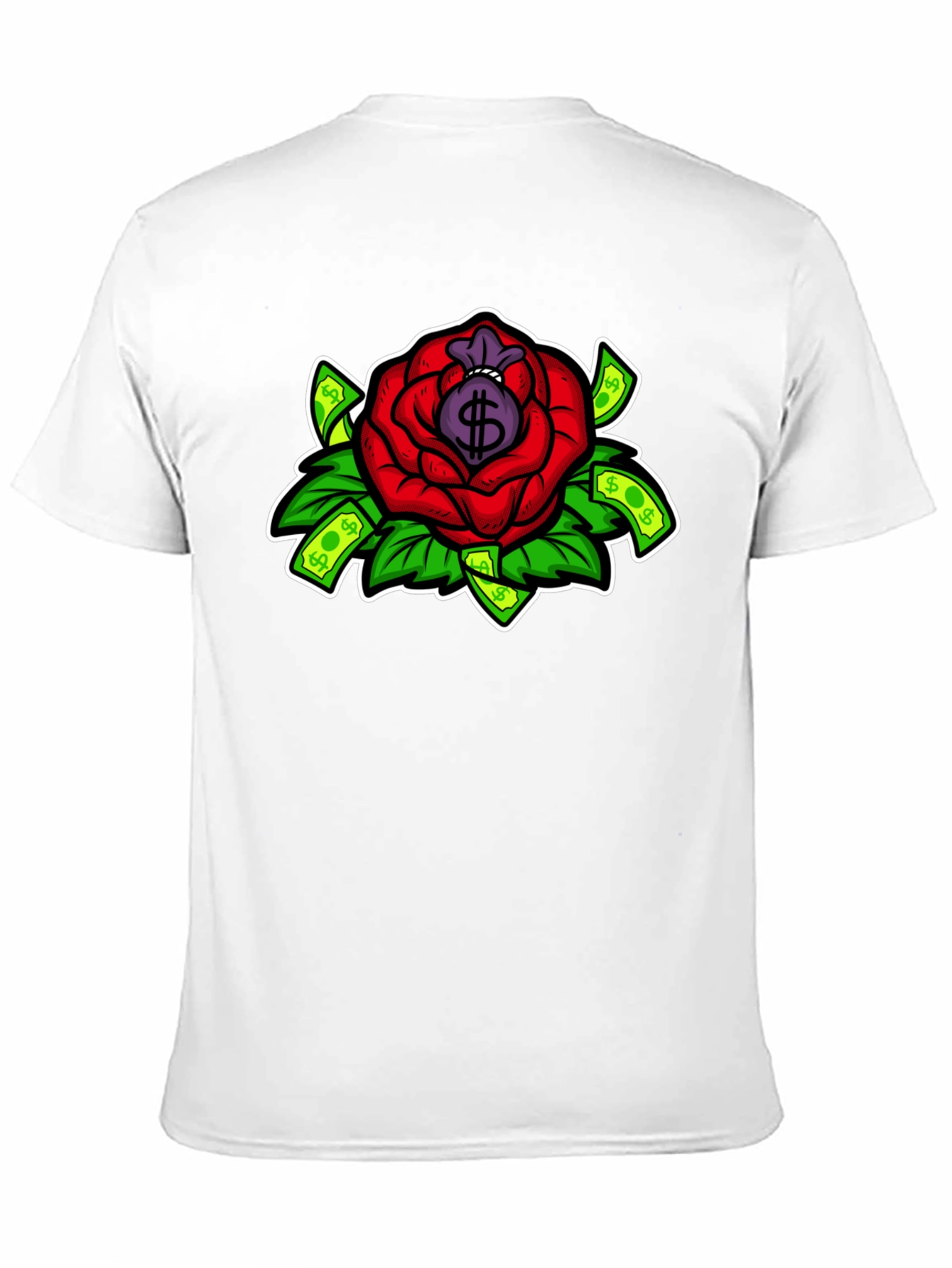 Rose Money Bag Graphic Tee - Black T-Shirt