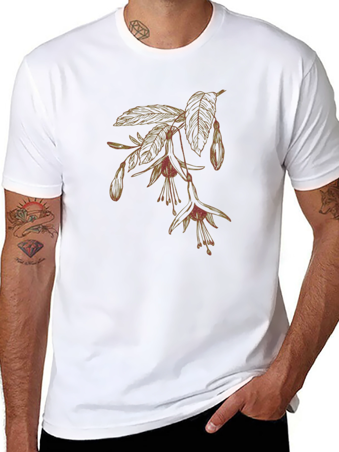 Floral Print T-Shirt - Classic Black Tee