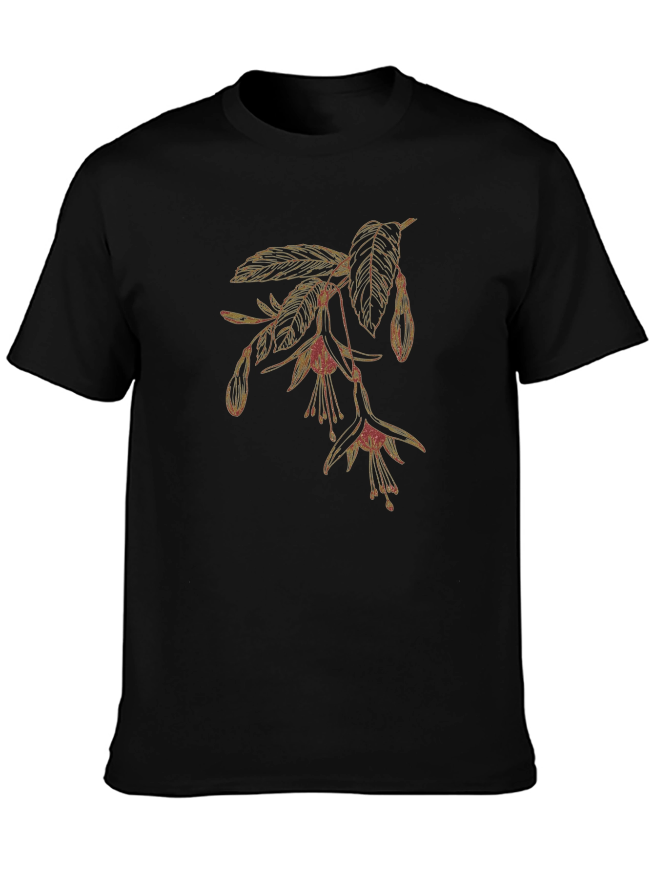 Floral Print T-Shirt - Classic Black Tee