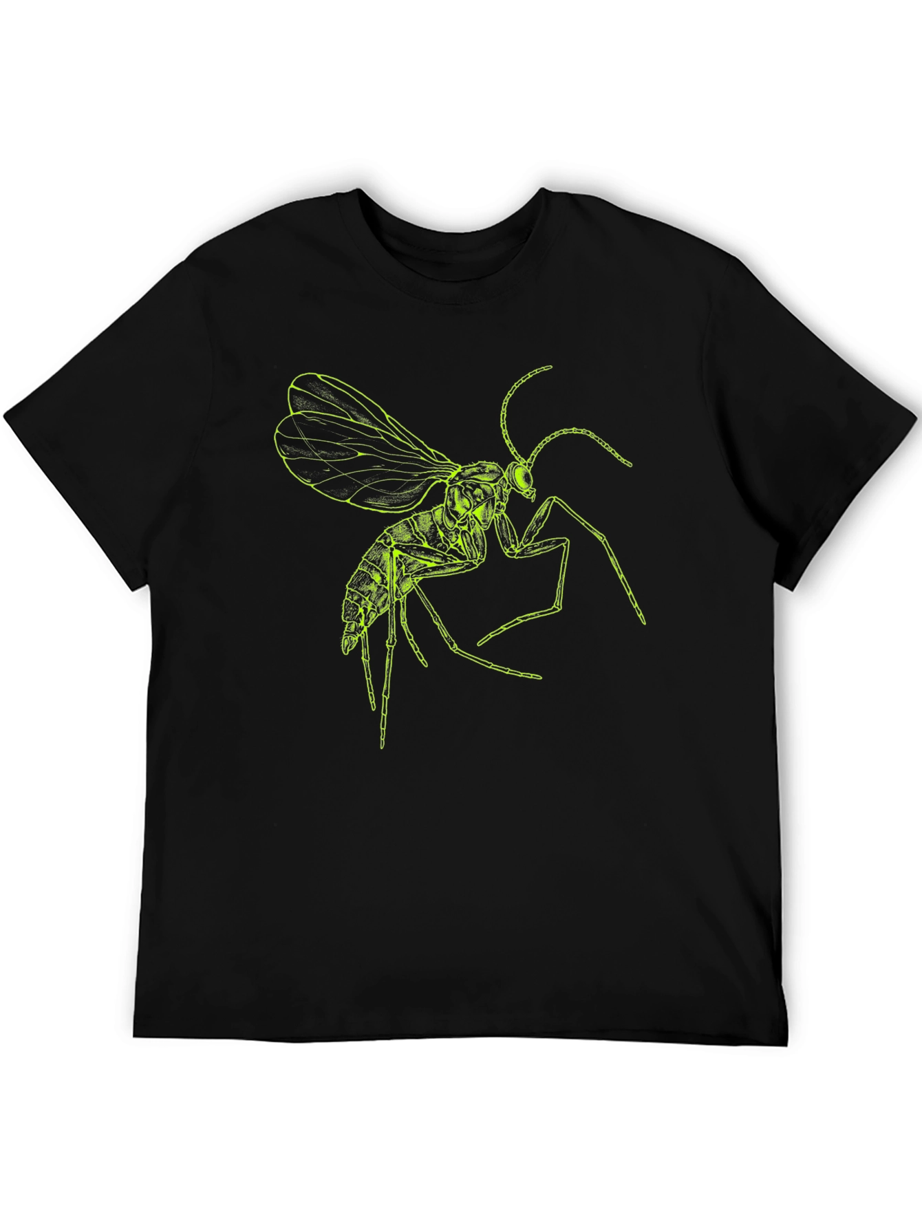 Black T-Shirt with Green Wasp Graphic