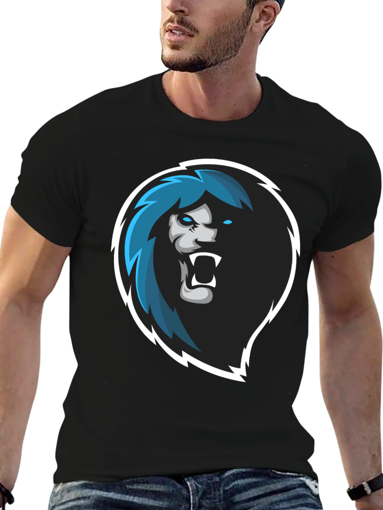 Lion Head Graphic Black T-Shirt