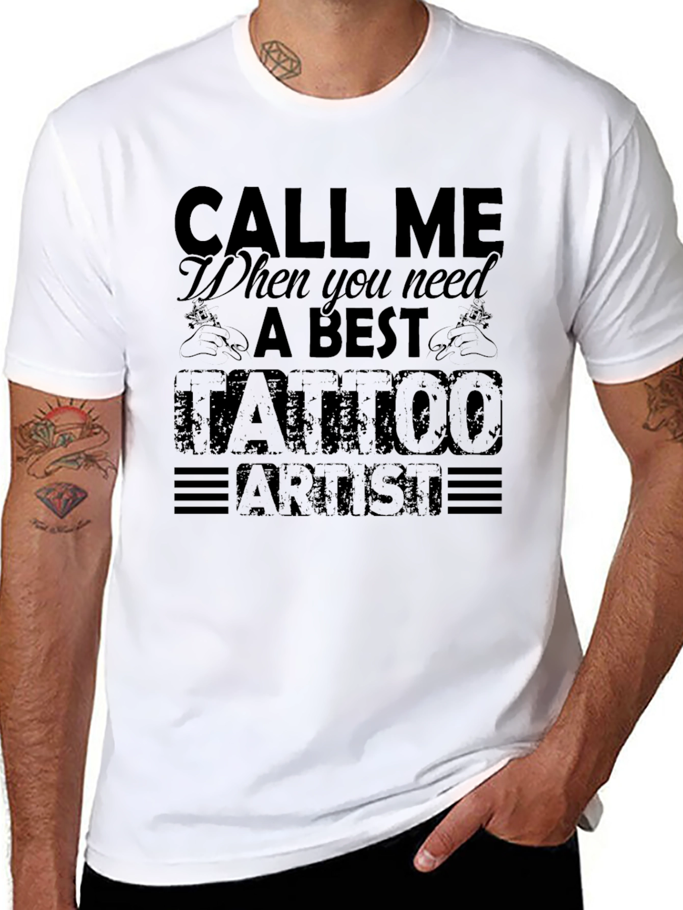 Call Me Tattoo Artist T-Shirt - Black