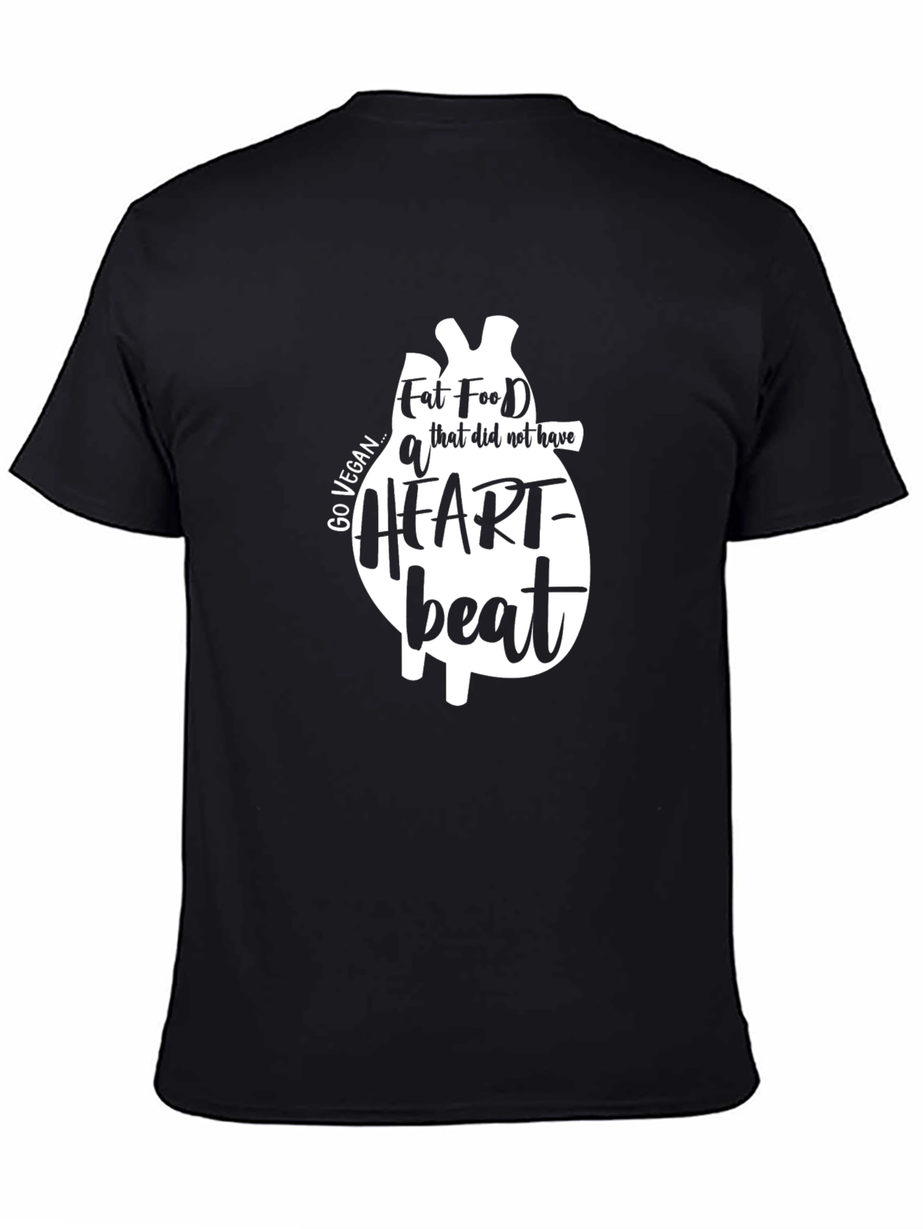 Vegan Heartbeat T-Shirt - Black Cotton Tee