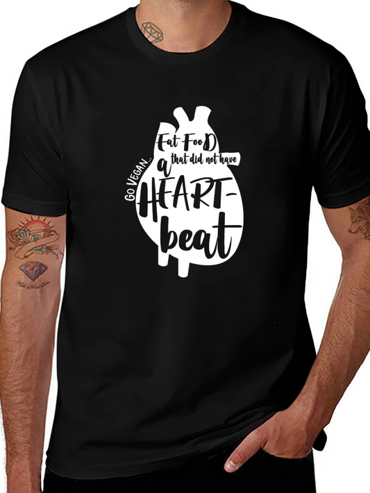 Vegan Heartbeat T-Shirt - Black Cotton Tee